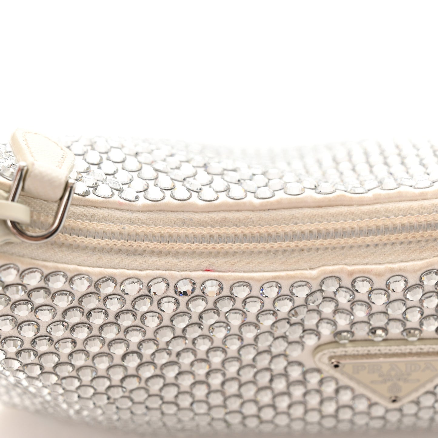 Satin Crystal Mini Re-Edition 2000 Bag White