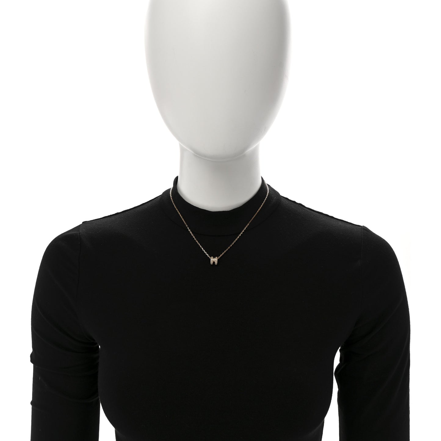 Lacquered Rose Gold Mini Pop H Pendant Necklace Marron Glace