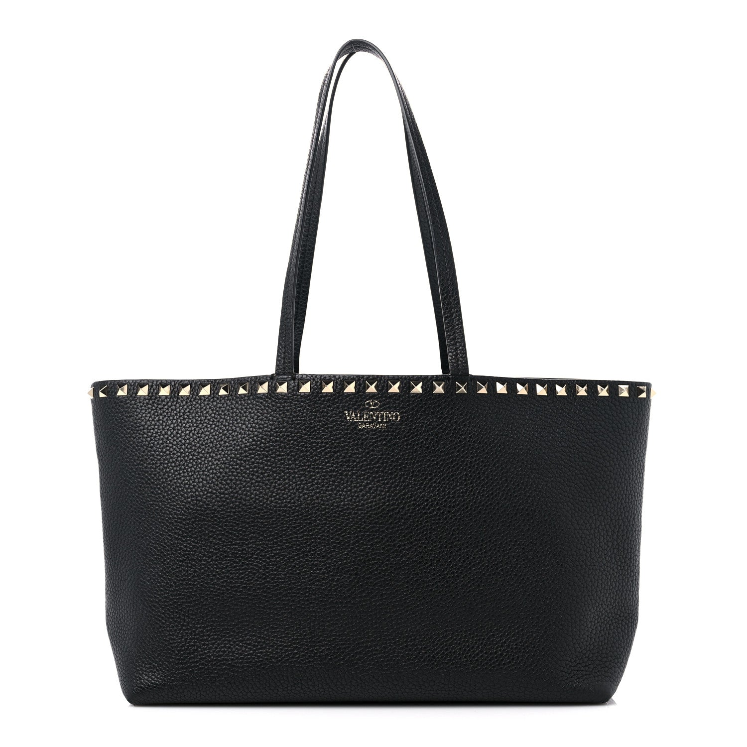 Valentino Garavani Grained Calfskin Small Rockstud Shoulder Tote Black 1 of 13