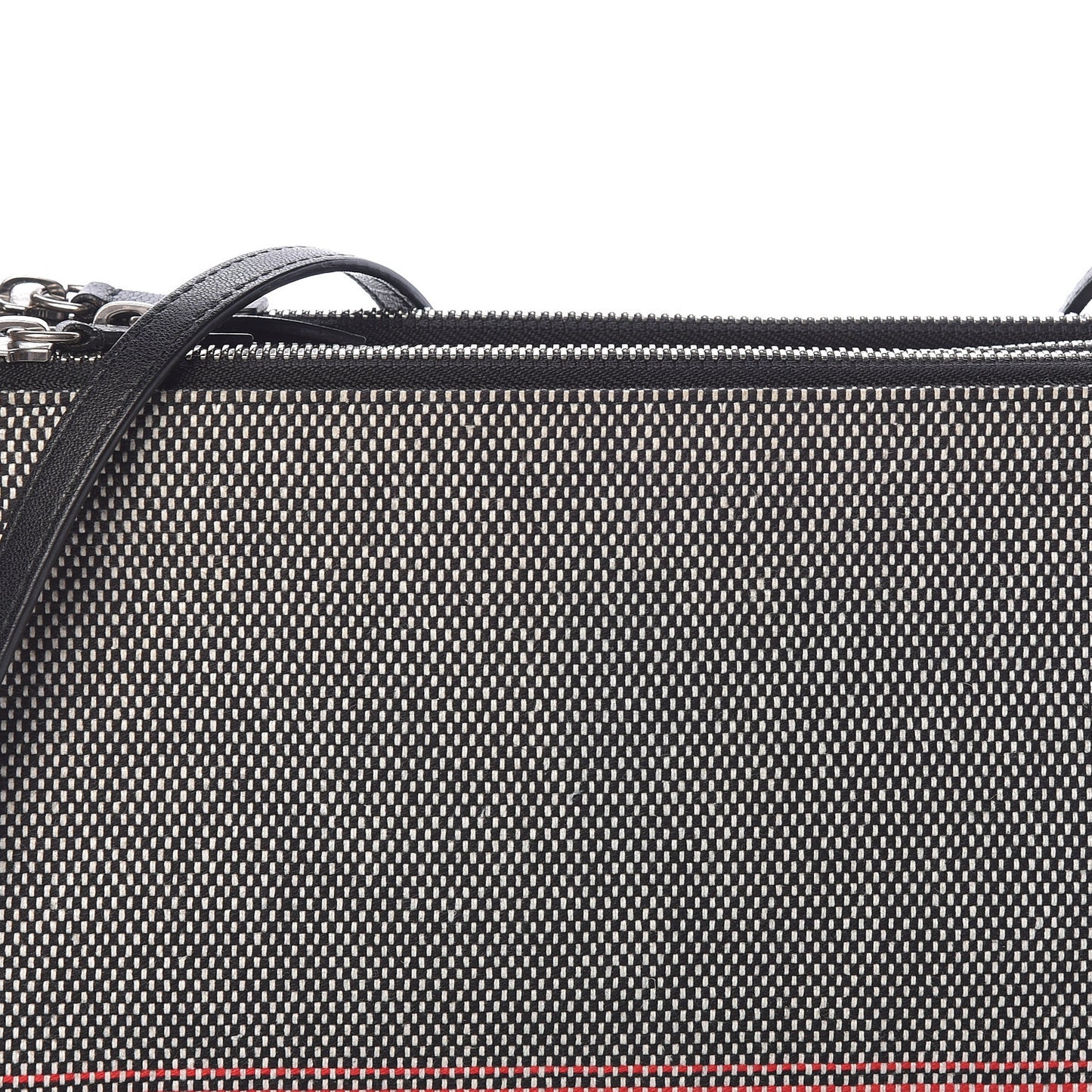 Cotton Canvas Large Trio Crossbody Bag Black White