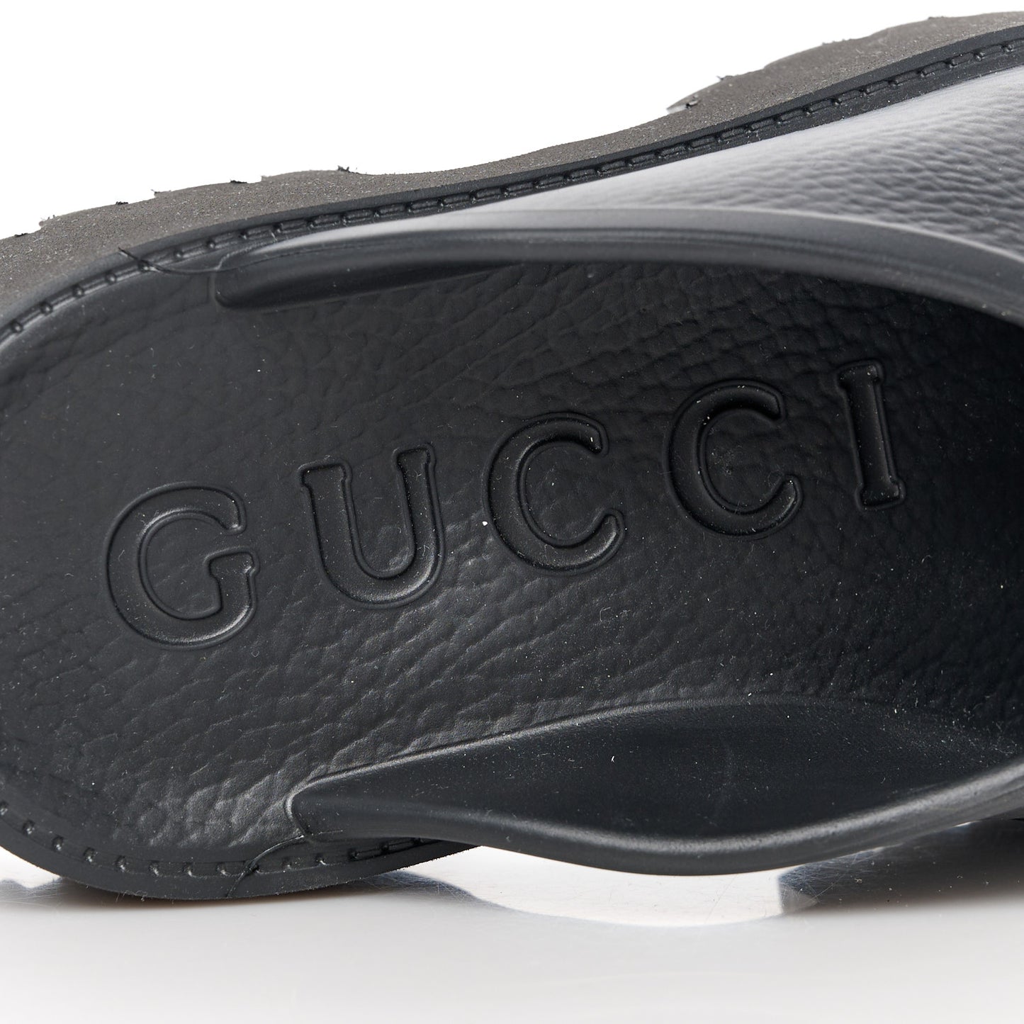 Rubber GG Monogram Perforated Elea Platform 55mm Lug Sole Sandals 36 Black