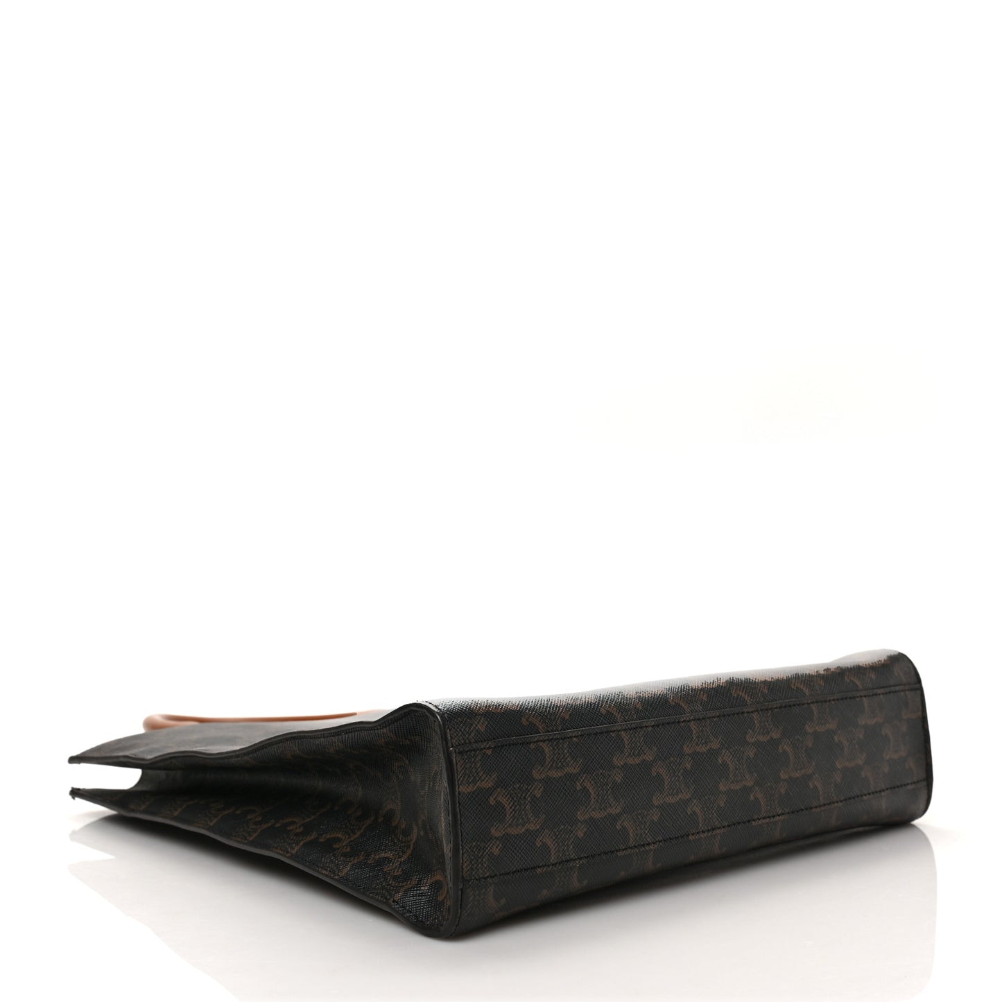 Triomphe Canvas Calfskin Small Vertical Cabas Tan