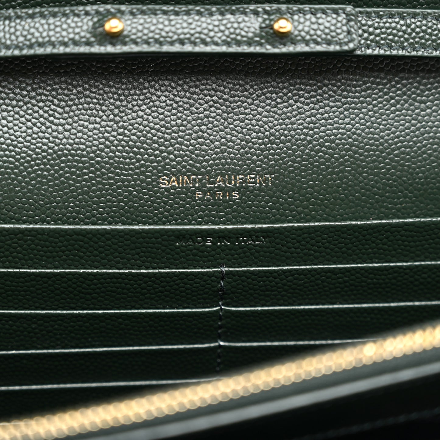 Grain De Poudre Matelasse Chevron Monogram Chain Wallet Dark Green