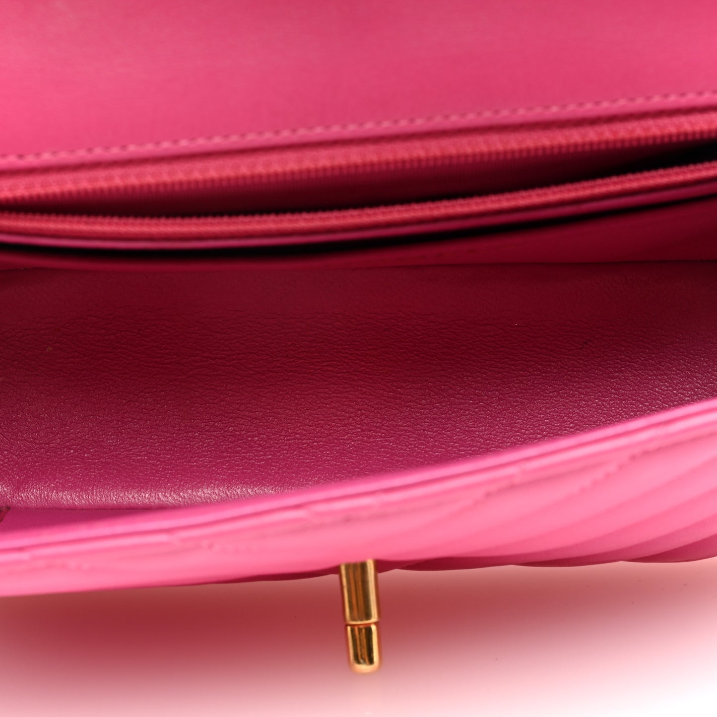 Lambskin Chevron Quilted Mini Rectangular Flap Dark Pink