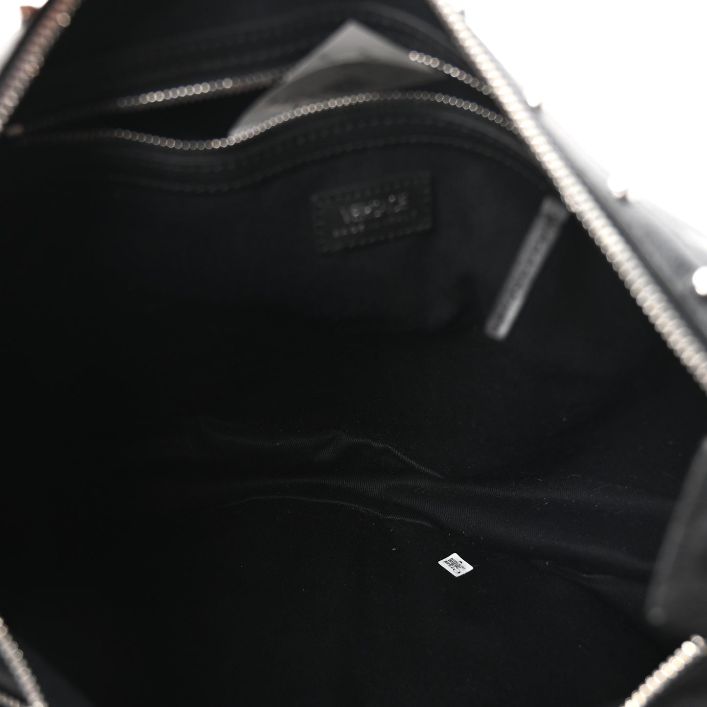 Calfskin Studded Large Fringe Repeat Zip Hobo Black