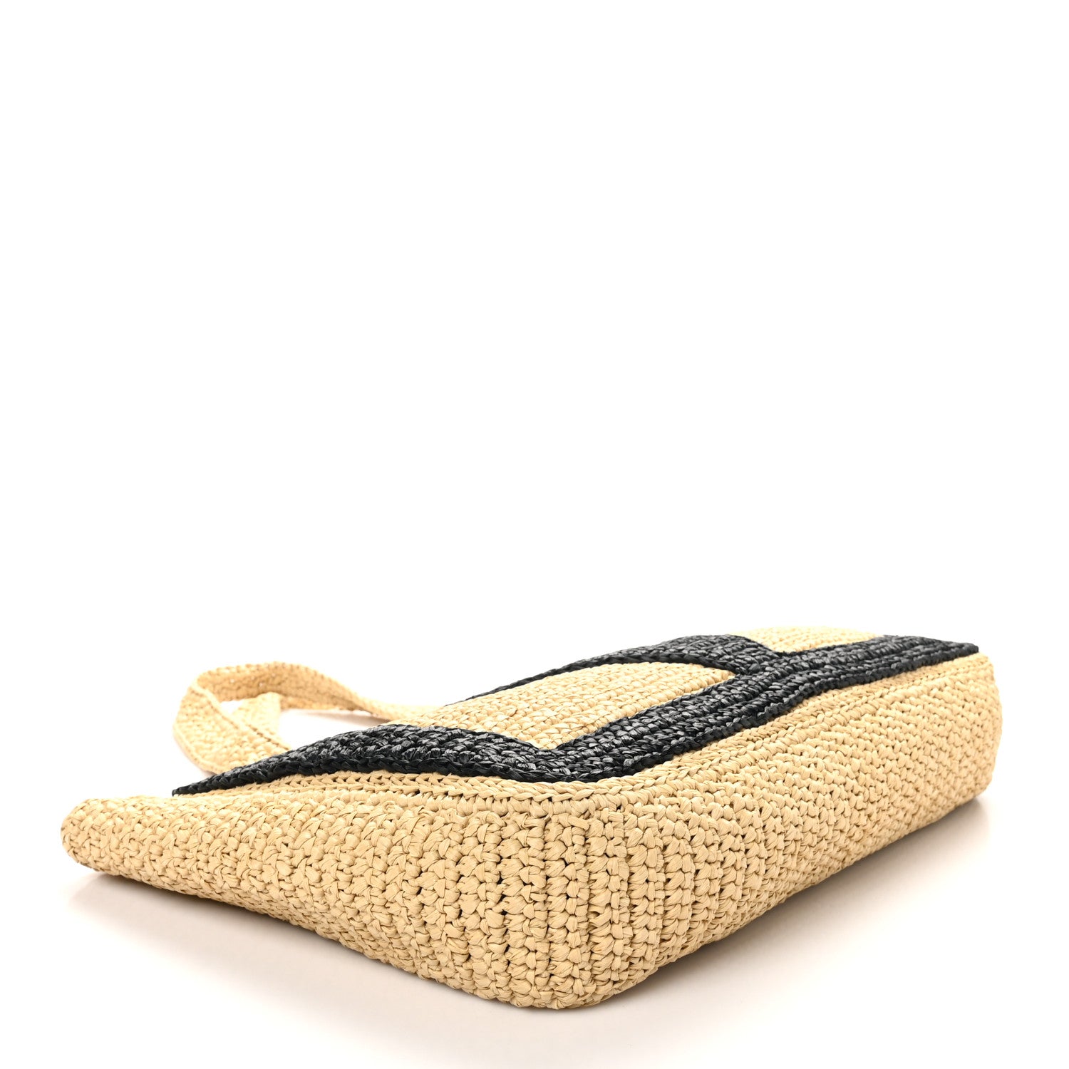 Valentino Garavani Raffia Large Viva Superstar Shopping Tote Natural Black 4 of 9