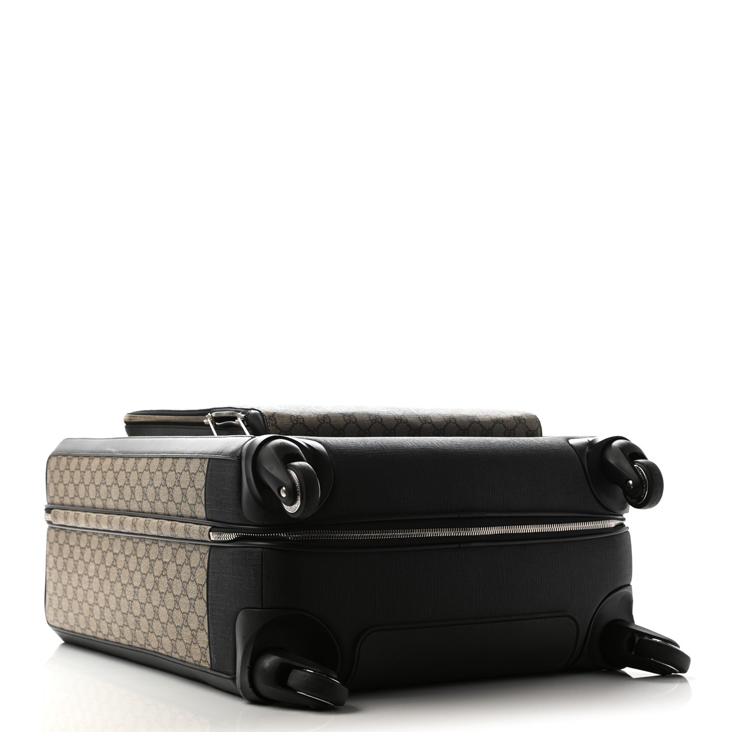 GG Supreme Monogram Four Wheel Suitcase Black
