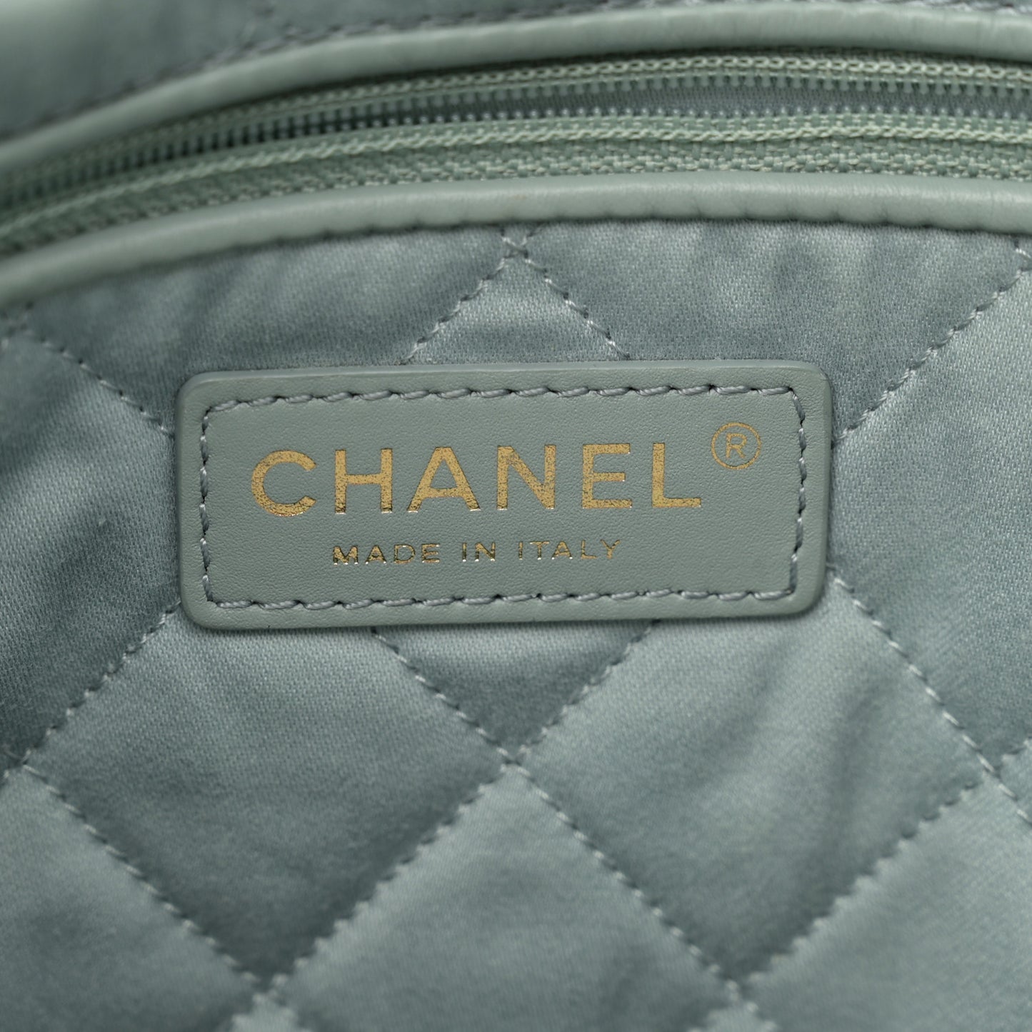 Shiny Calfskin Quilted Small Chanel 22 Grey
