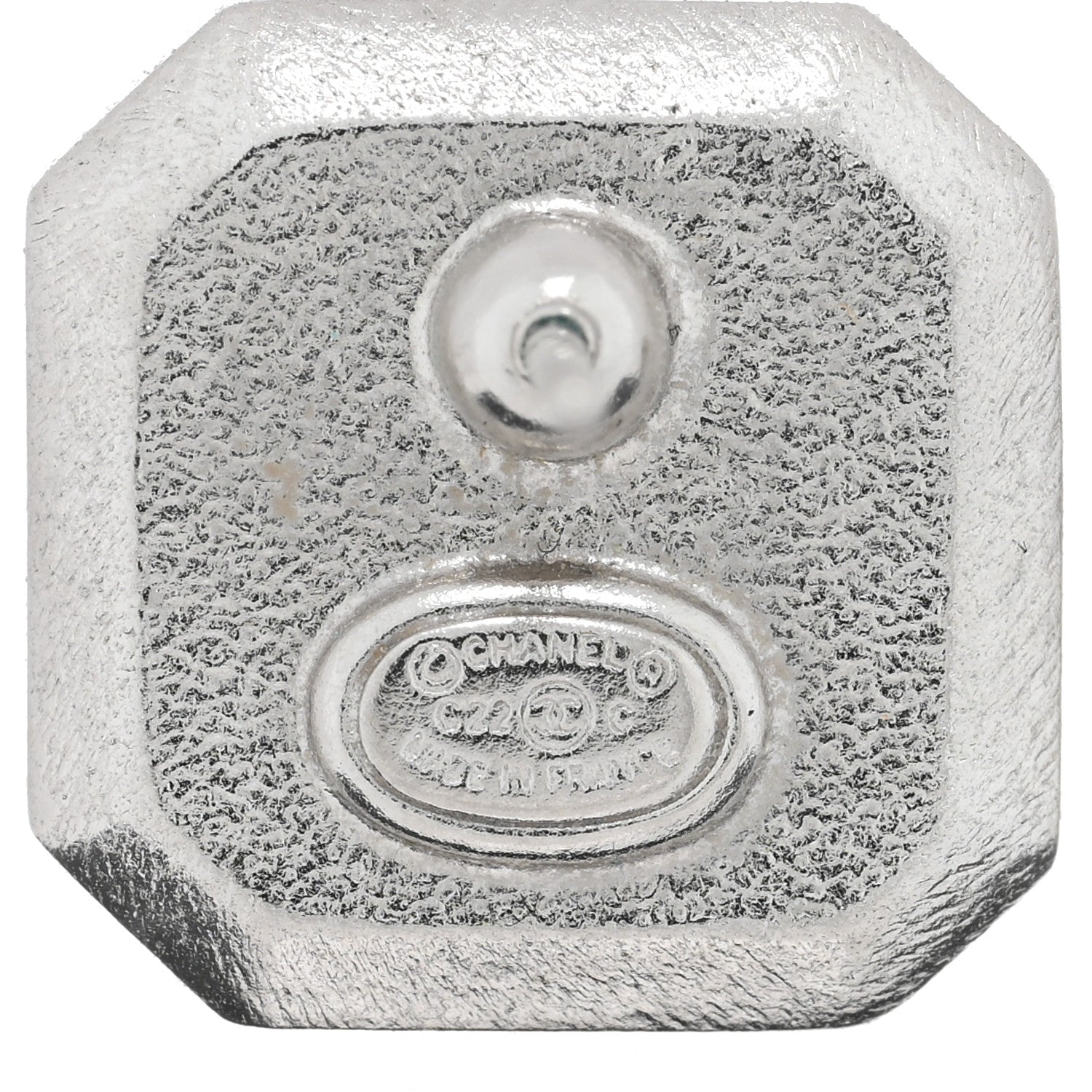 Chanel Pearl Crystal CC Square Earrings Silver 4 of 4