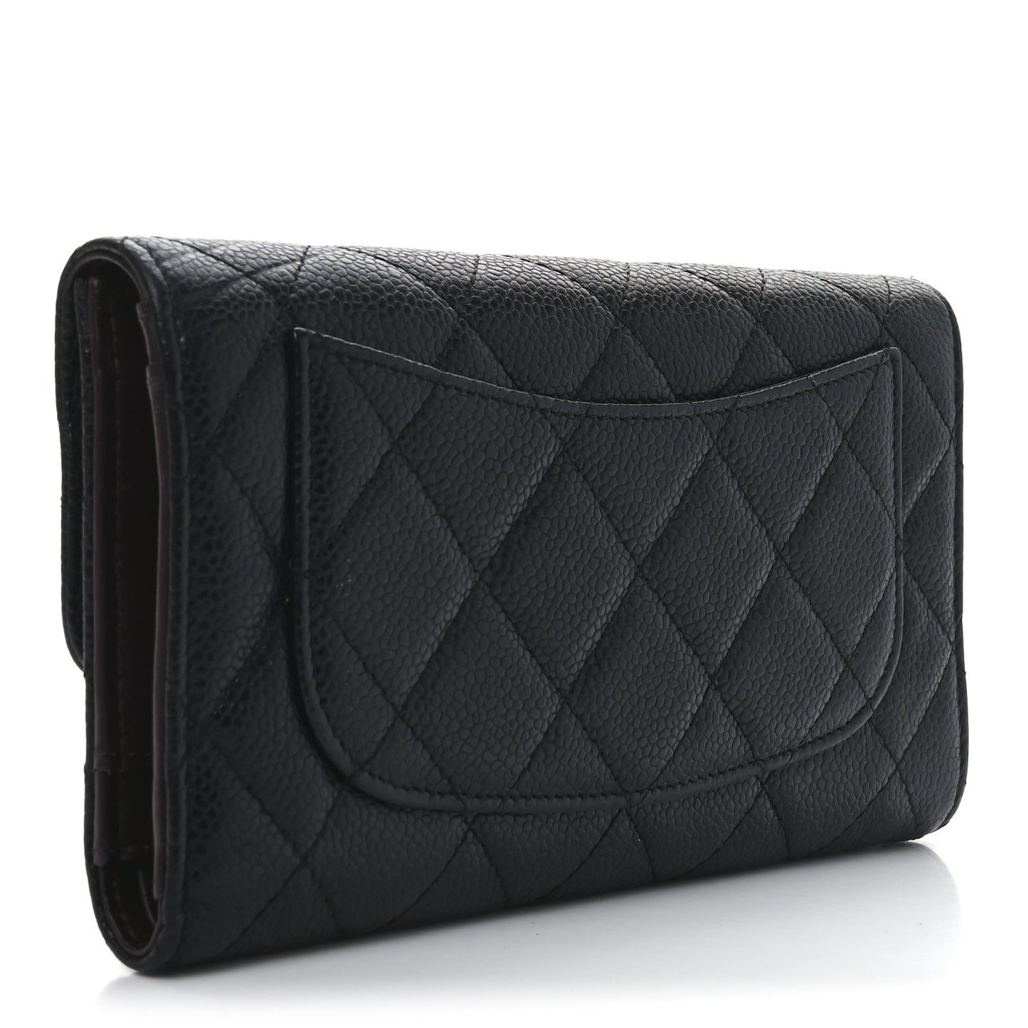 Caviar Quilted Large Flap Wallet Black