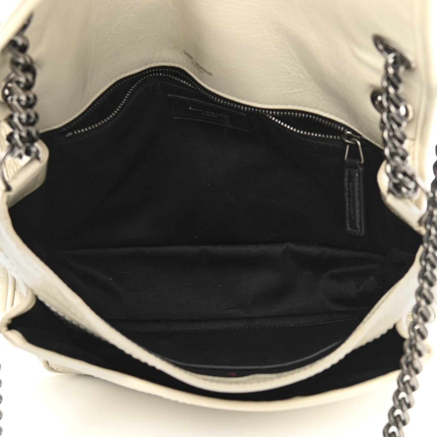 Crinkled Calfskin Matelasse Monogram Medium Niki Chain Satchel Ivory