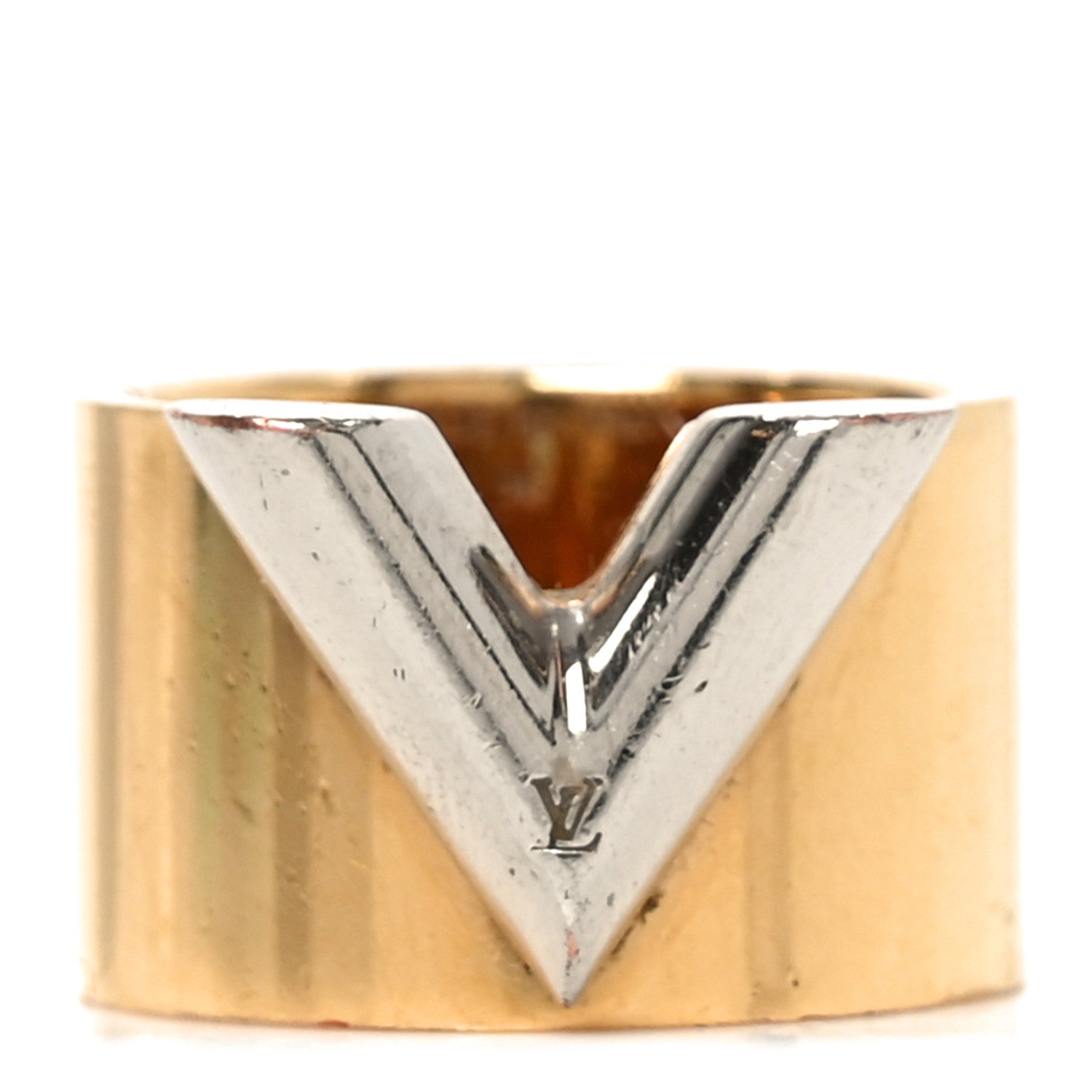 LOUIS VUITTON ゴールド エセンシャル V ゴールド Louis Vuitton Brass Essential V Ring M 54 6.75 Gold Silver 1818397