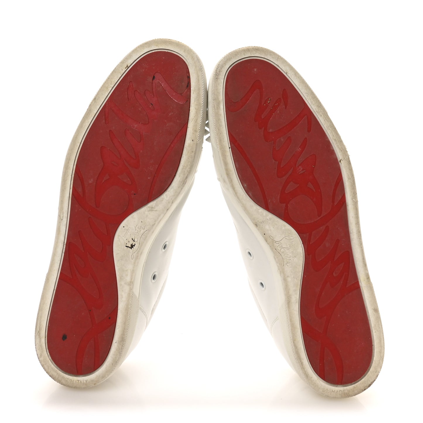 Calfskin Mens Louis Junior Spikes Flat Sneakers 43 White