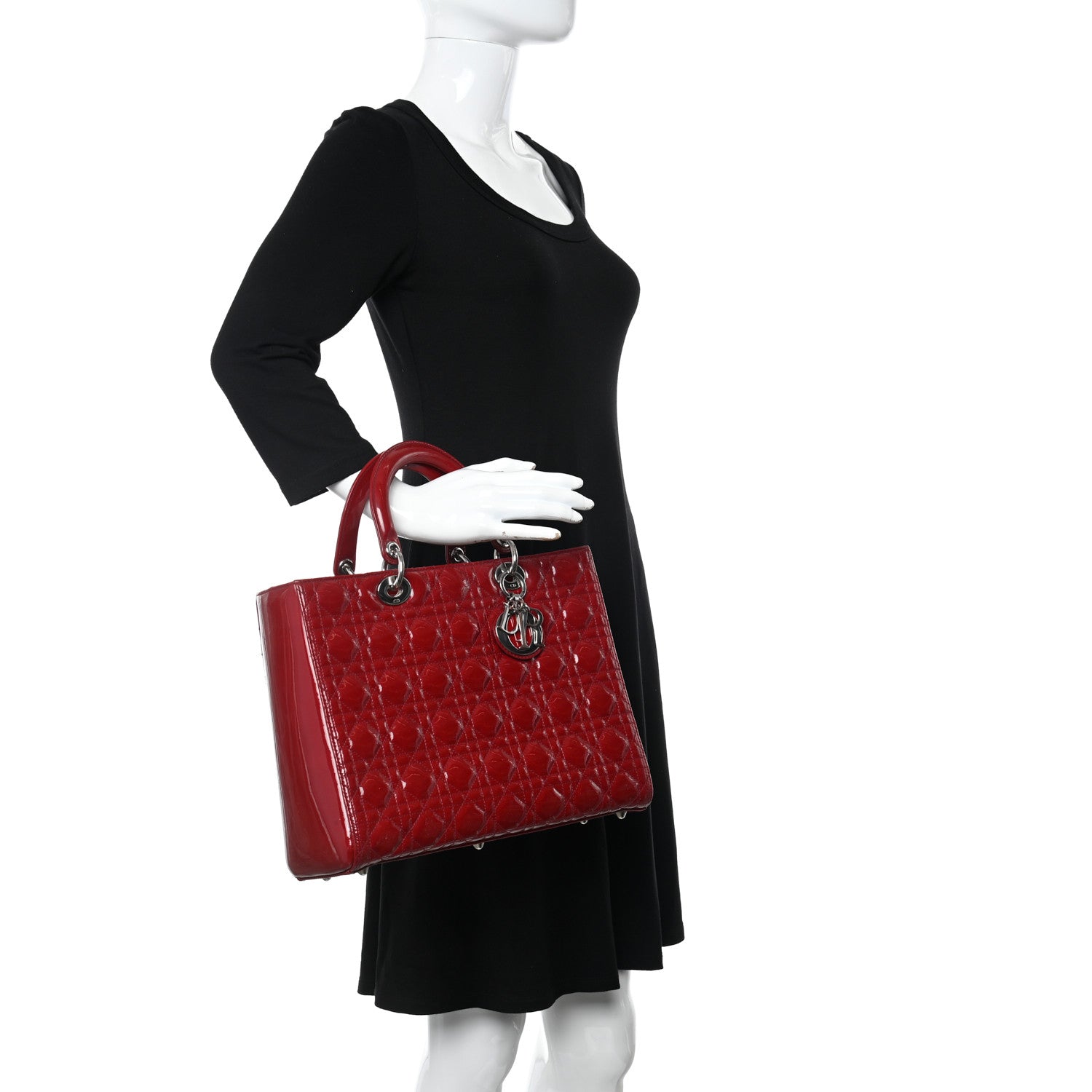 Christian Dior Patent Cannage Large Lady Dior Red 2 of 10