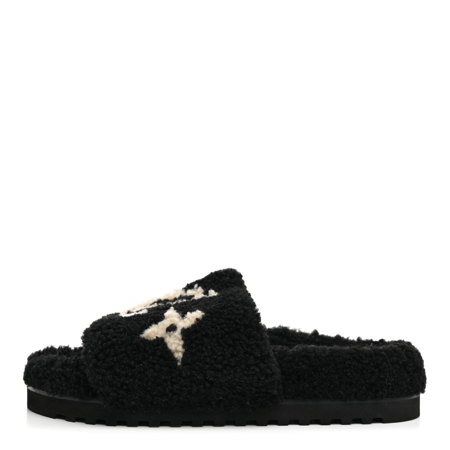 Shearling Monogram Giant Paseo Flat Comfort Mule 40 Black