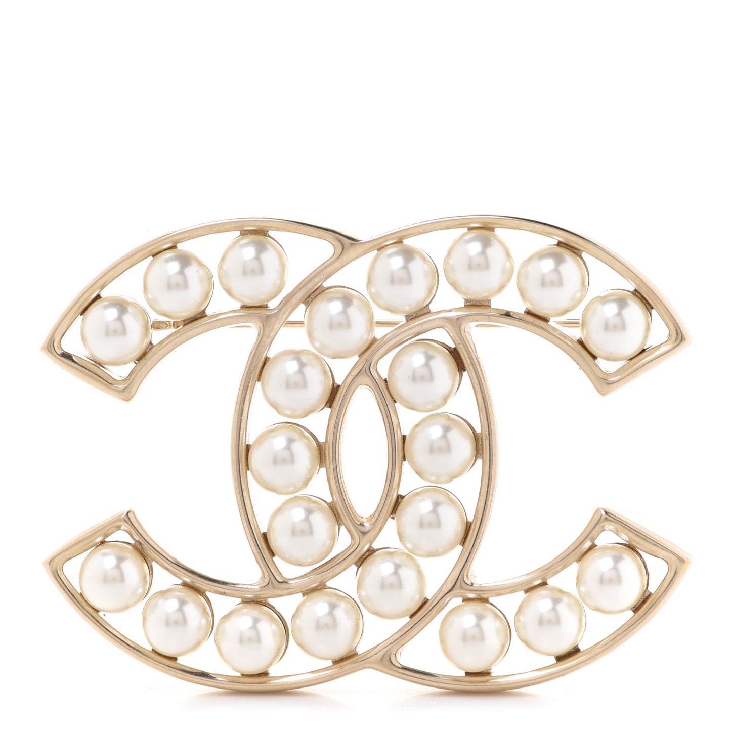 Pearl CC Brooch Light Gold