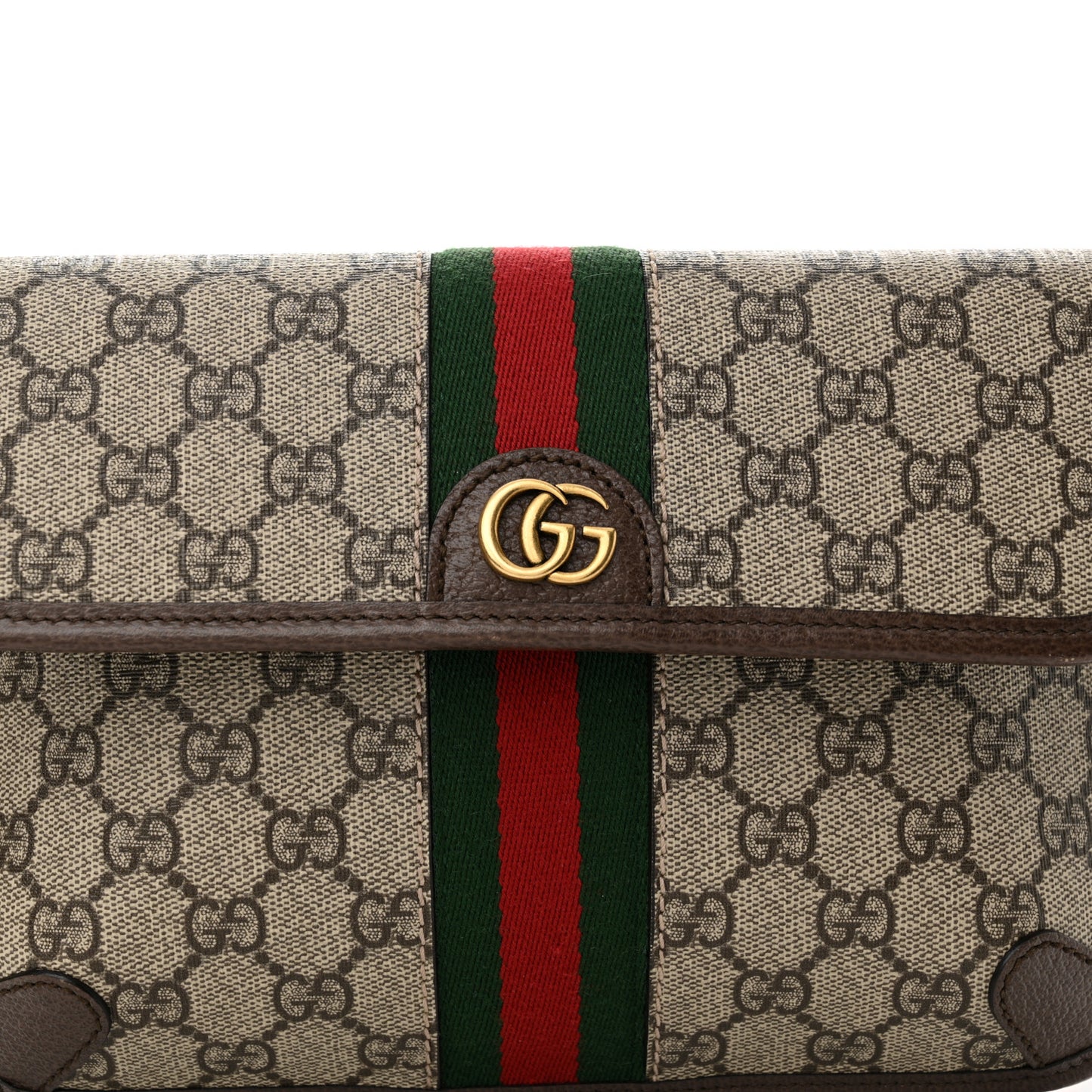 GG Supreme Monogram Web Small Ophidia Belt Bag Brown