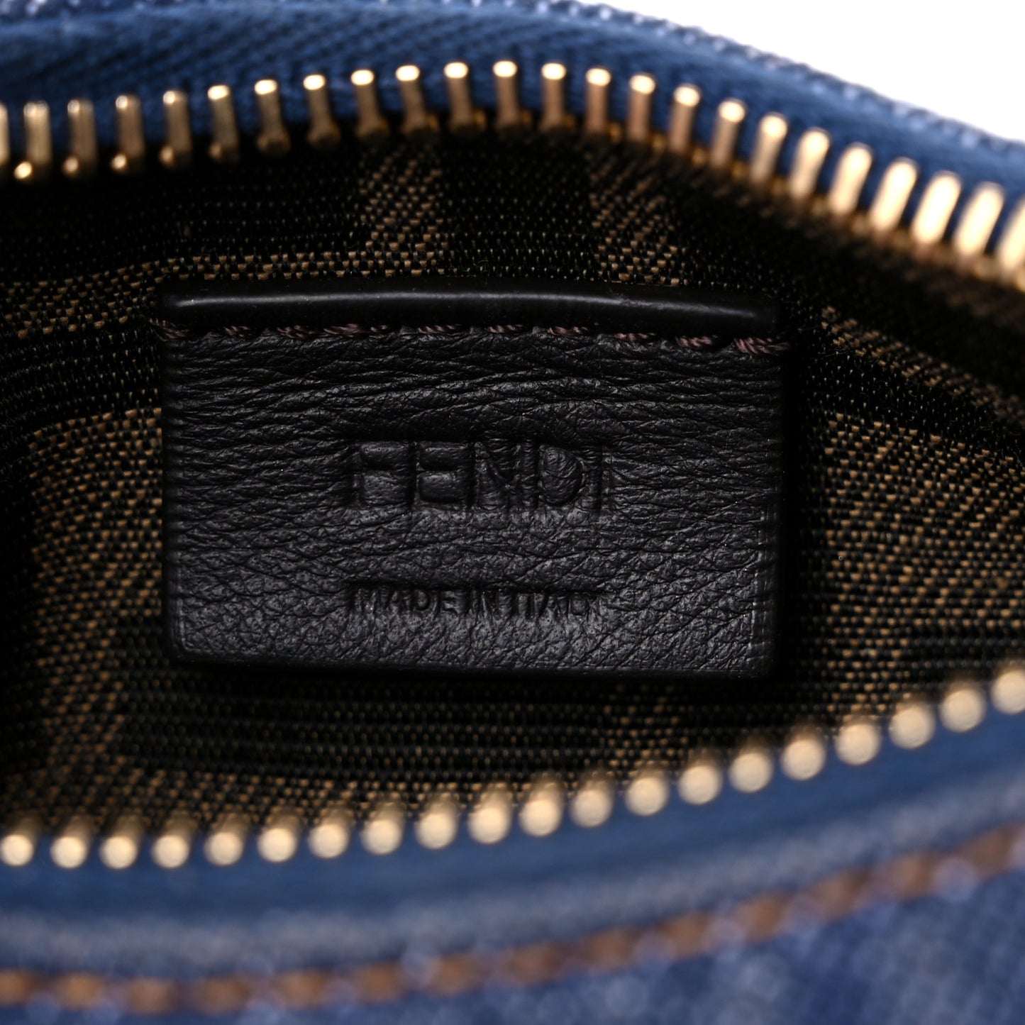 Denim Shiny Nappa Nano Fendigraphy Hobo Charm Blue Moro