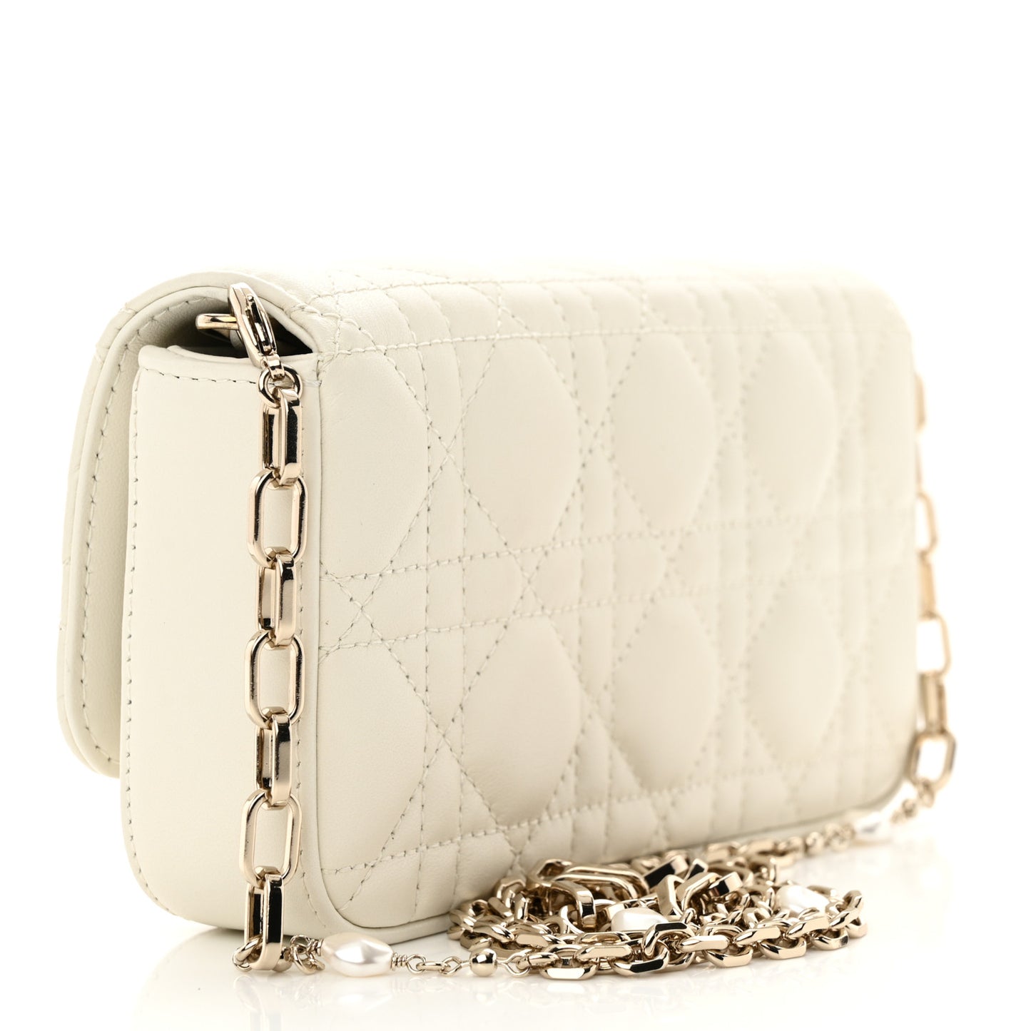 Lambskin Cannage Dior Talk Phone Pouch Latte