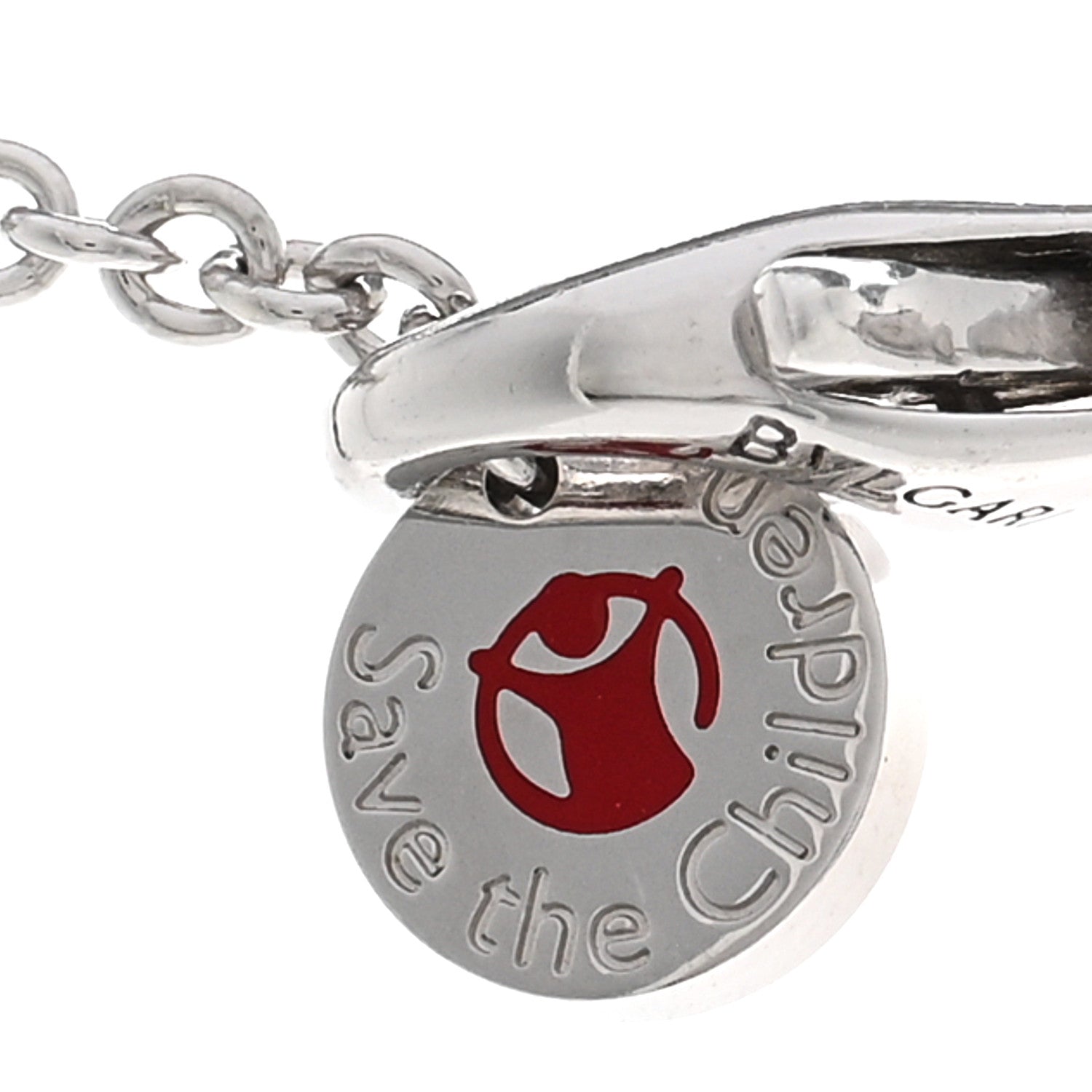 Bulgari Sterling Silver Ceramic Save The Children Pendant Necklace 5 of 6