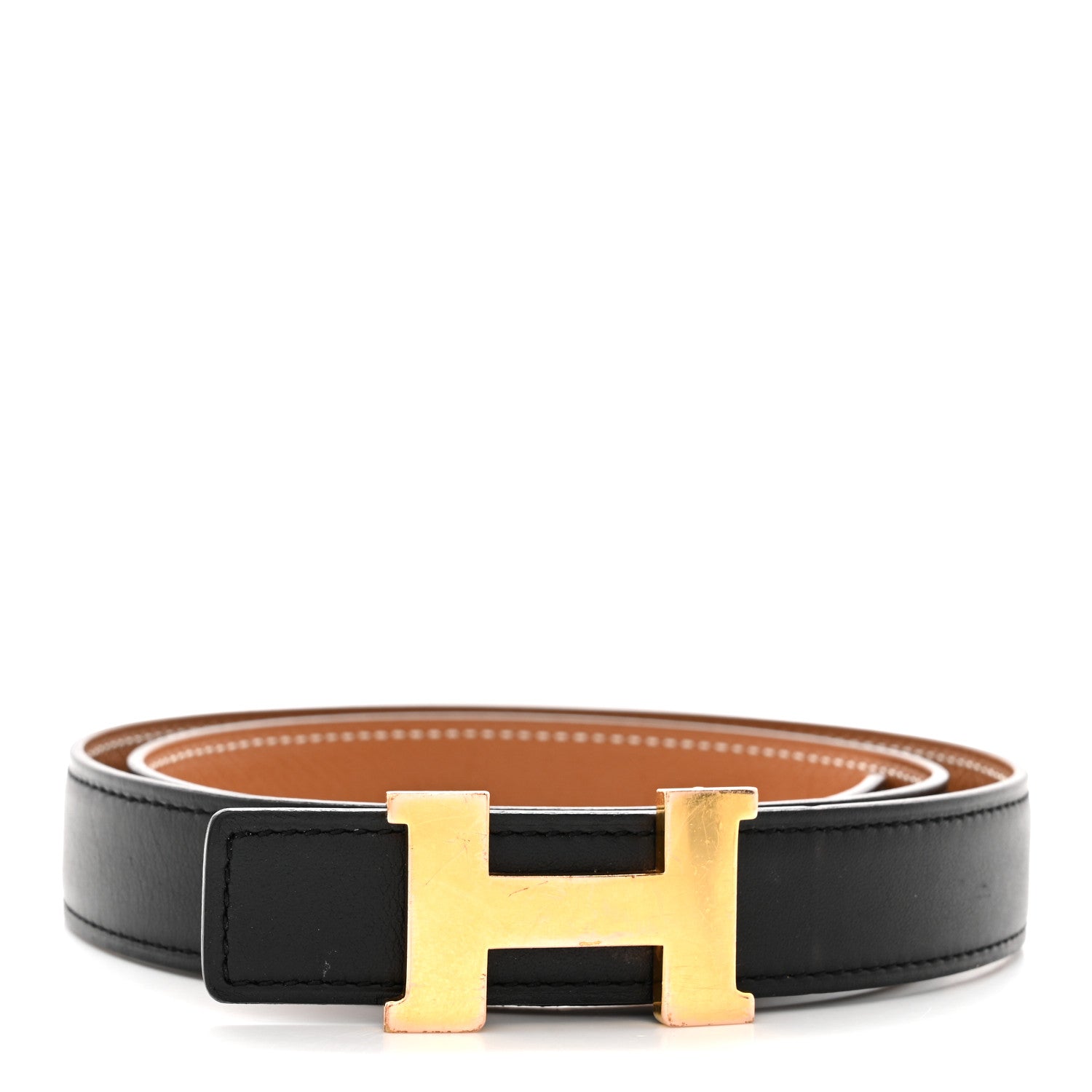 HERMES 皮ベルト　サイズ75 24mm幅 Hermes Swift Epsom 24mm Mini Constance H Belt 75 Black Gold