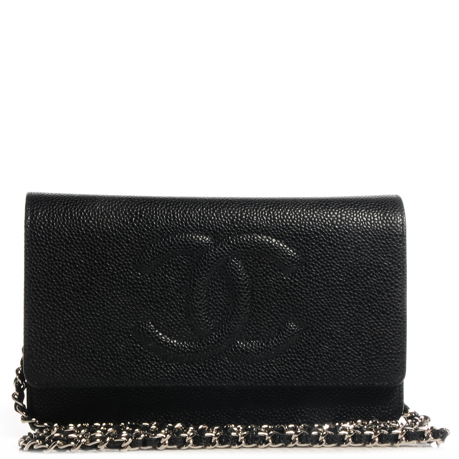 Chanel Caviar Timeless CC Wallet on Chain WOC Black 65507
