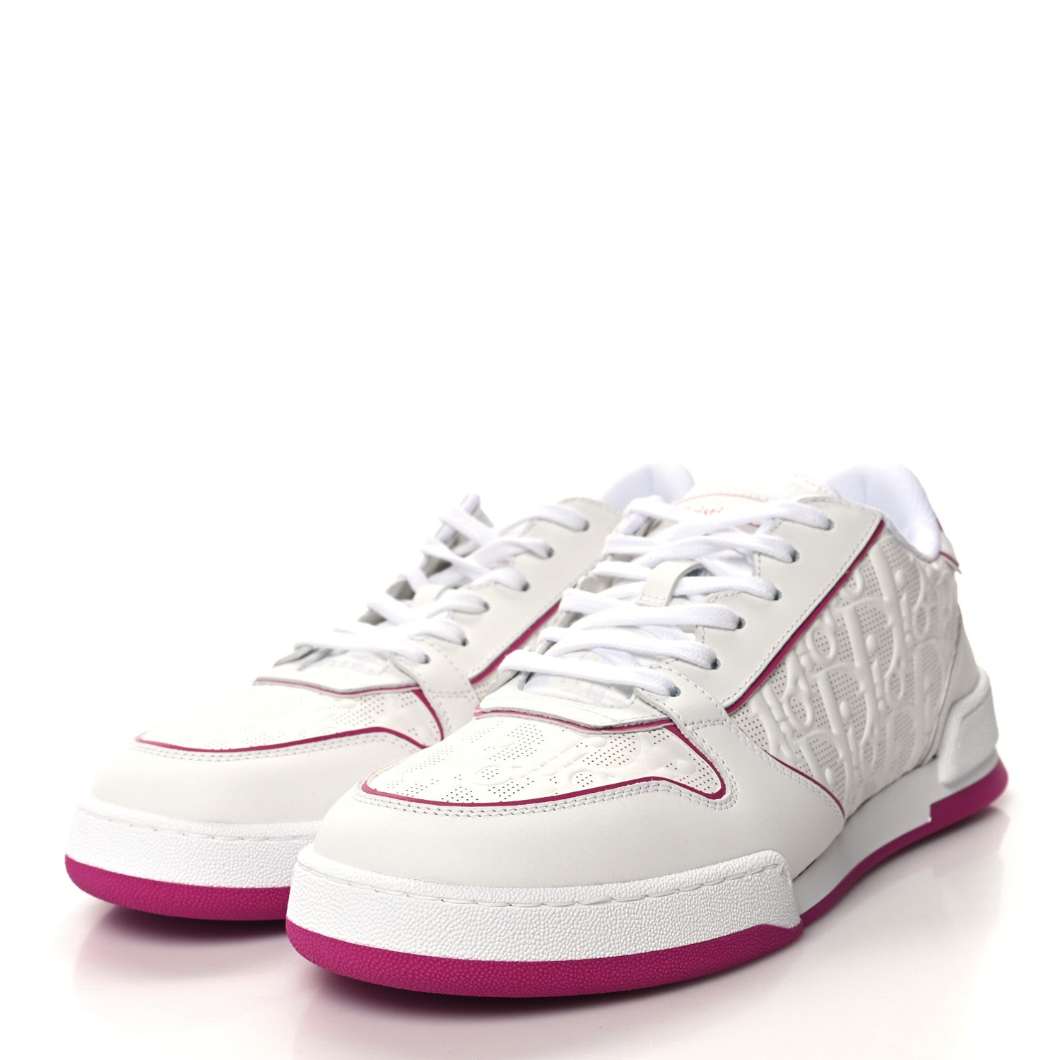 Christian Dior Calfskin Oblique Laser Perforated Dior One Low Sneakers 39 White Fuchsia 3 of 9