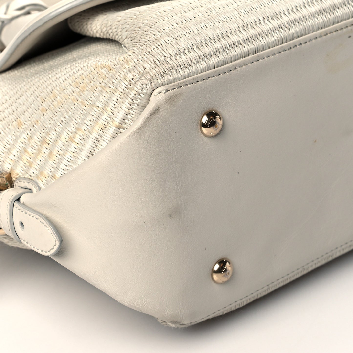 Straw Calfskin Fiamma Bag Beige