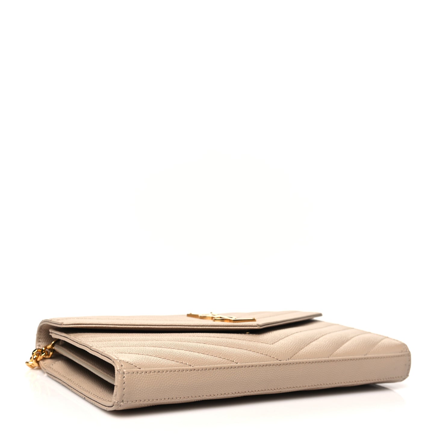 Grain De Poudre Matelasse Chevron Monogram Chain Wallet Nude Powder