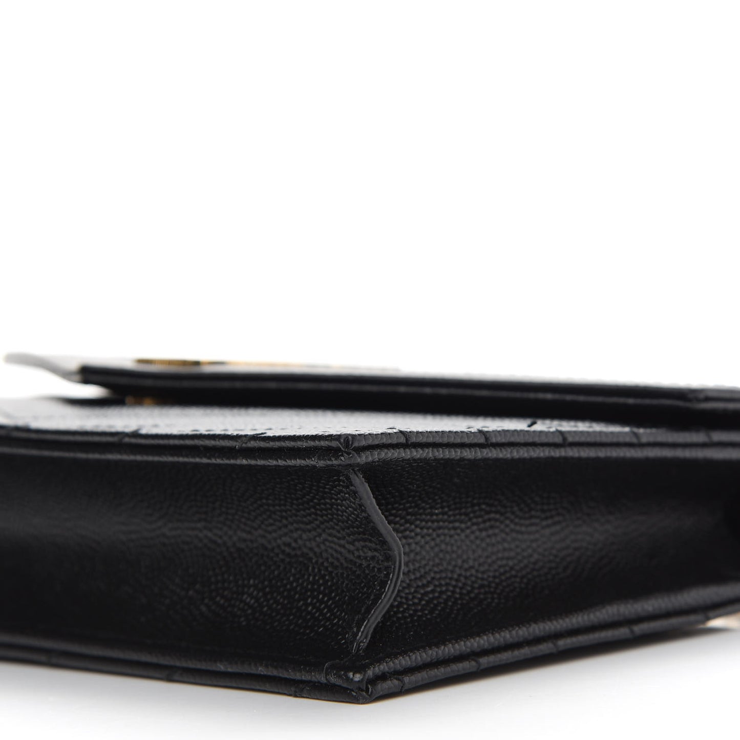 Grain De Poudre Matelasse Chevron Monogram Envelope Chain Wallet Black