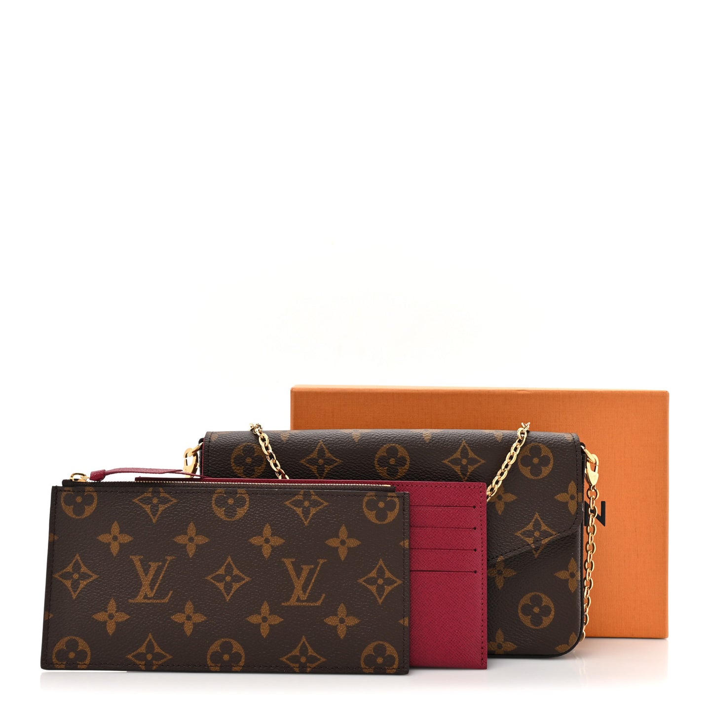 Monogram Pochette Felicie Chain Wallet Fuchsia