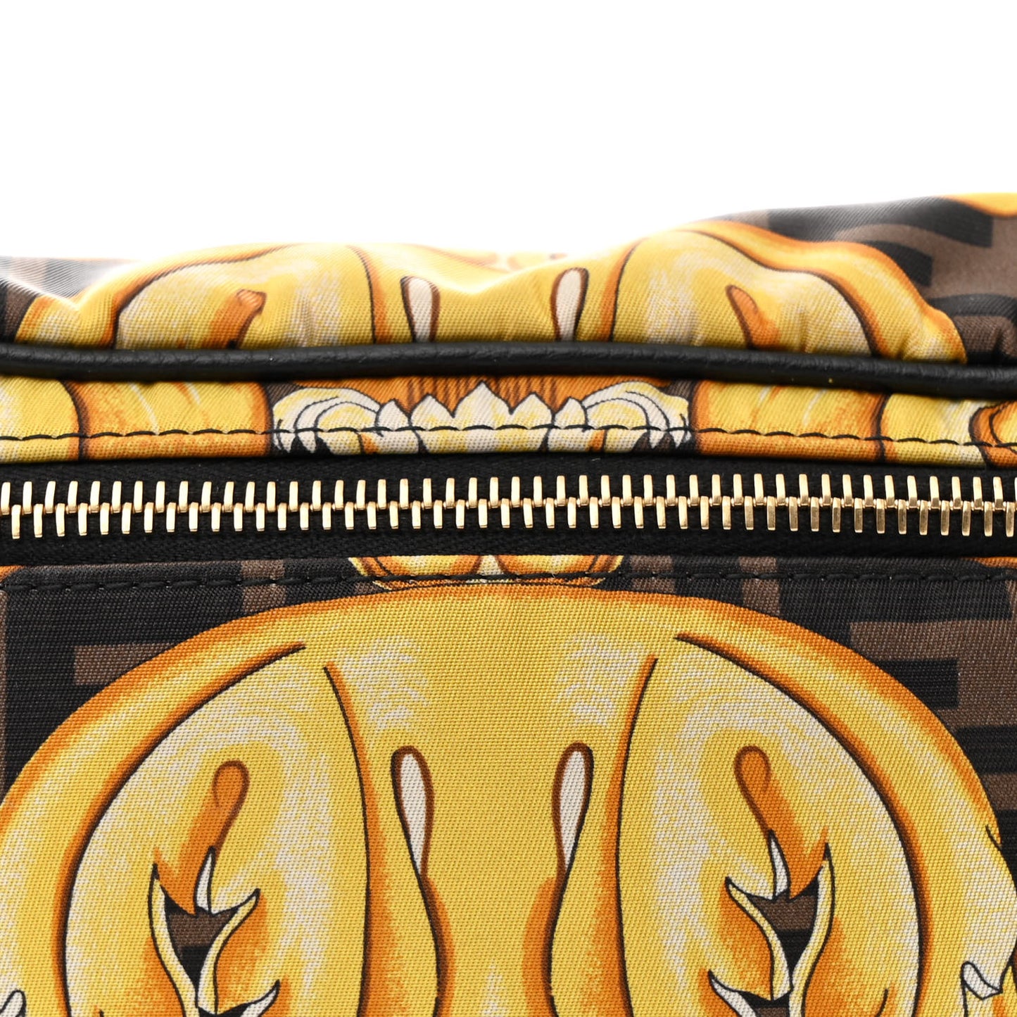 X VERSACE Nylon Cuoio Romano Fendace FF Baroque Belt Bag Black Gold
