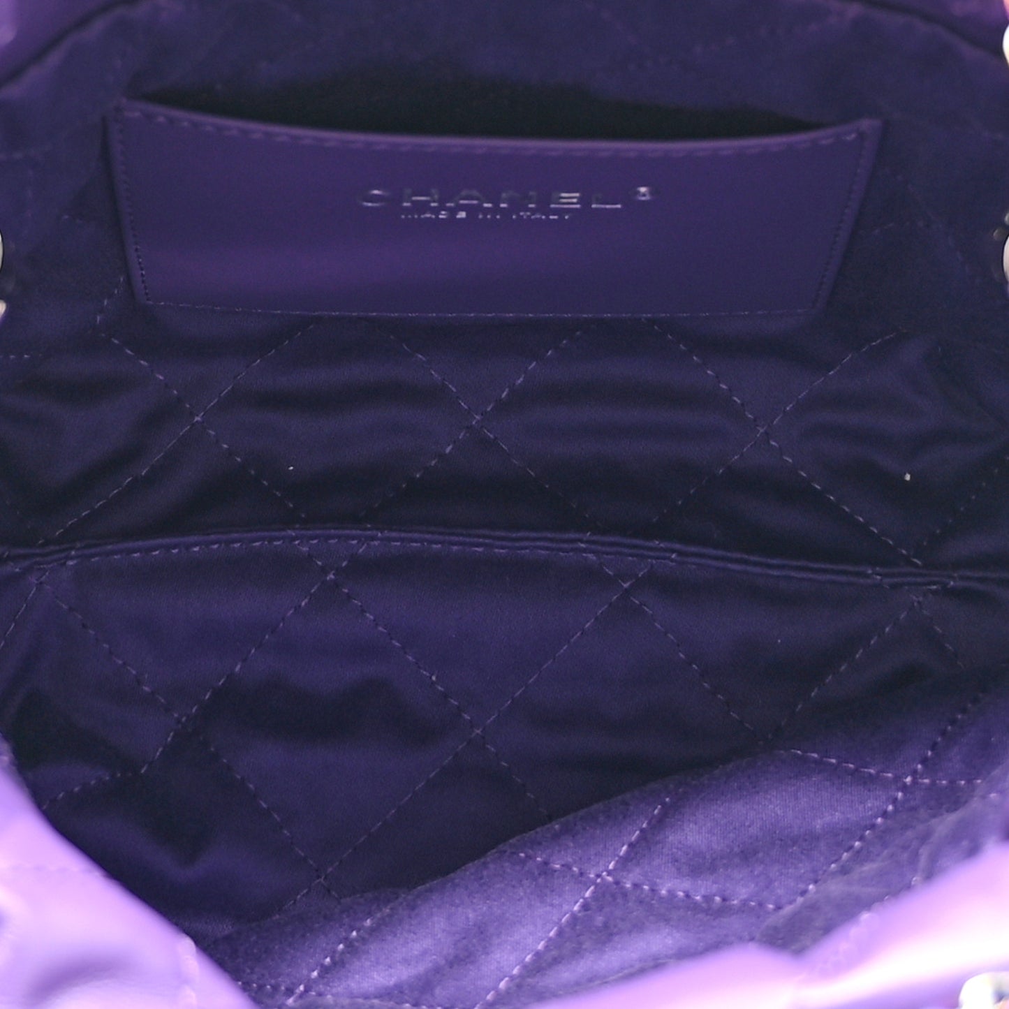Shiny Calfskin Quilted Rainbow Mini Chanel 22 Purple