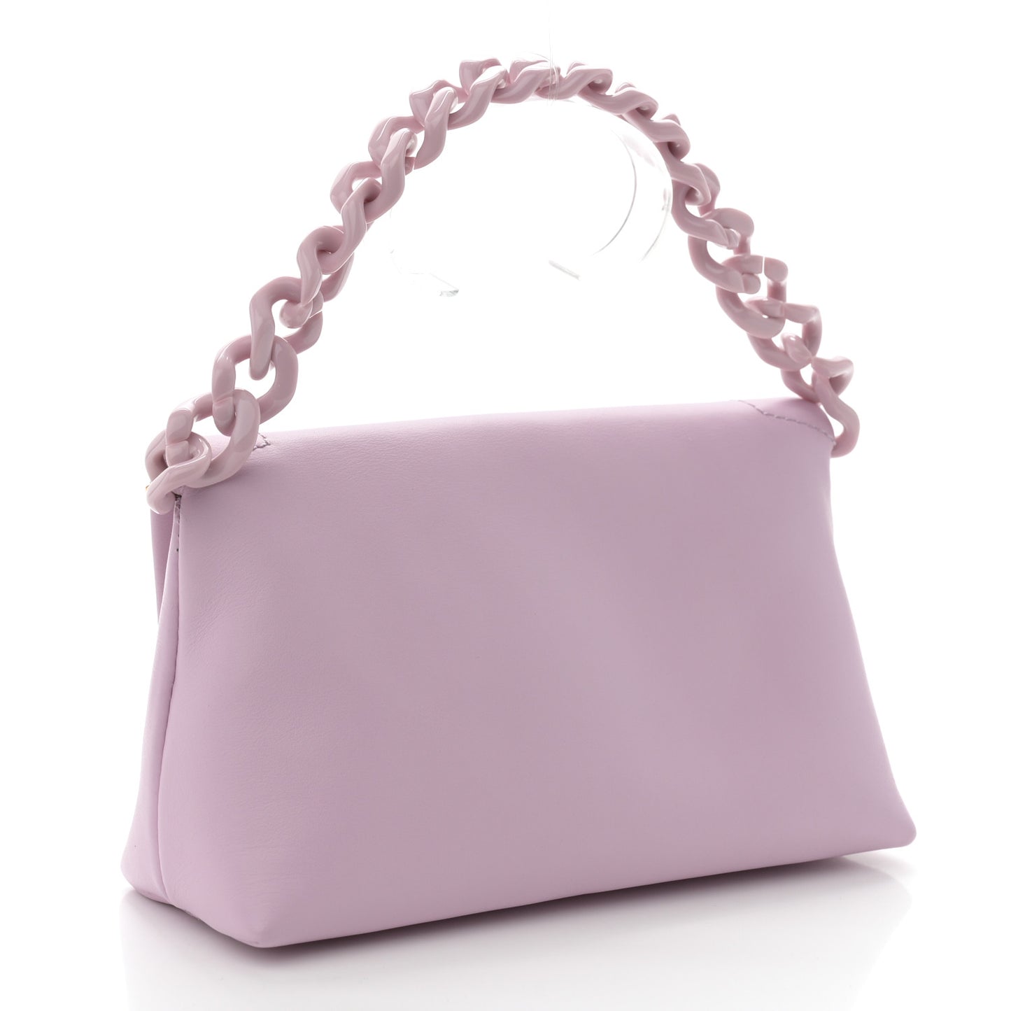 Shiny Calfskin Mini Label Chain Shoulder Bag Lilac