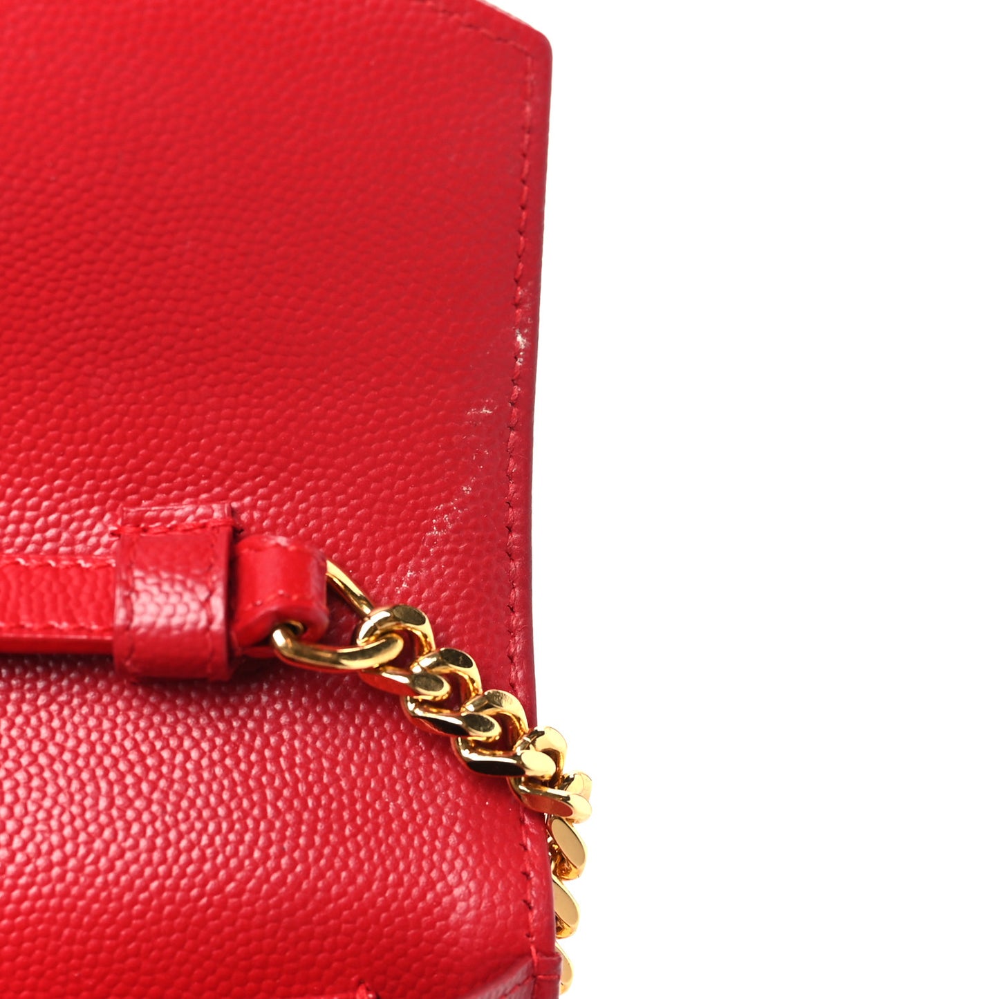 Grain De Poudre Matelasse Chevron Monogram Chain Wallet New Red