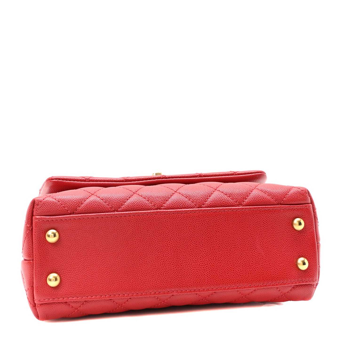 Caviar Quilted Mini Coco Handle Flap Red