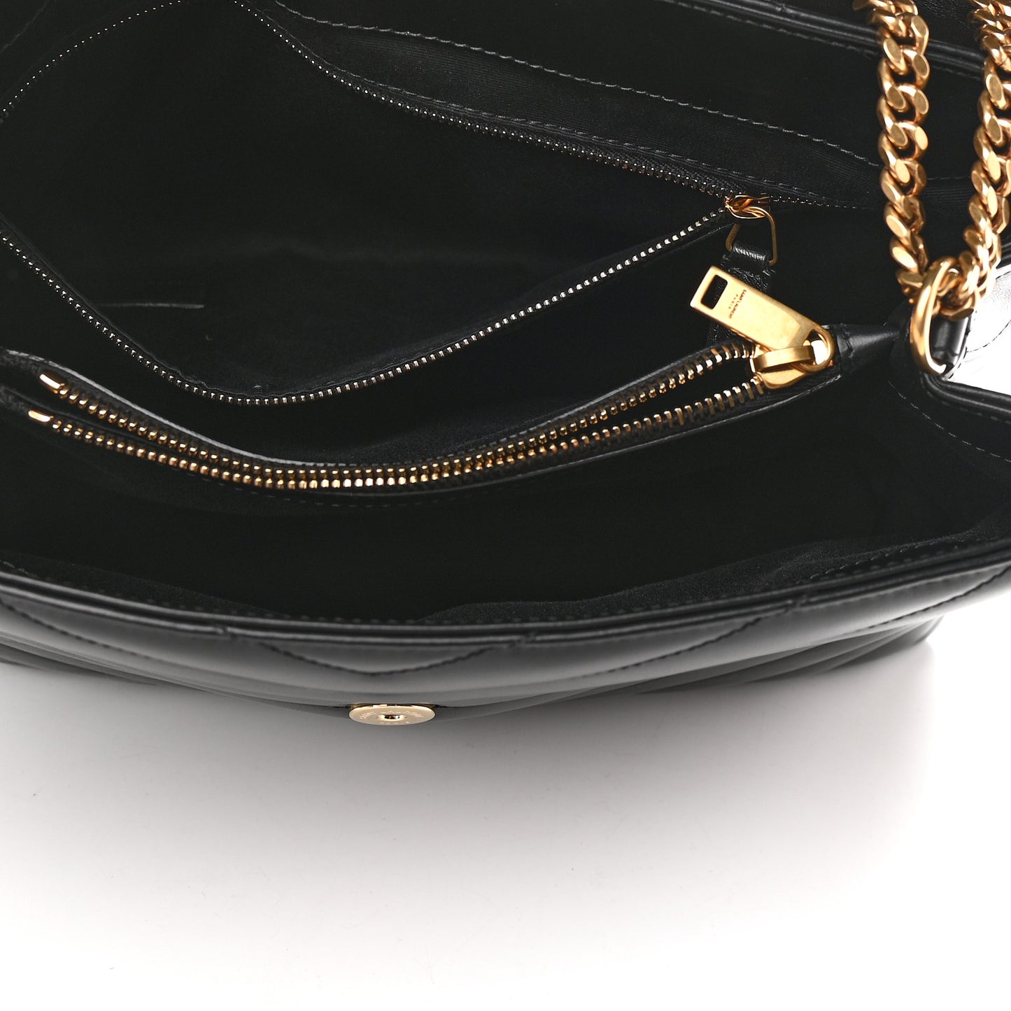 Calfskin Y Quilted Monogram Medium Loulou Chain Satchel Black