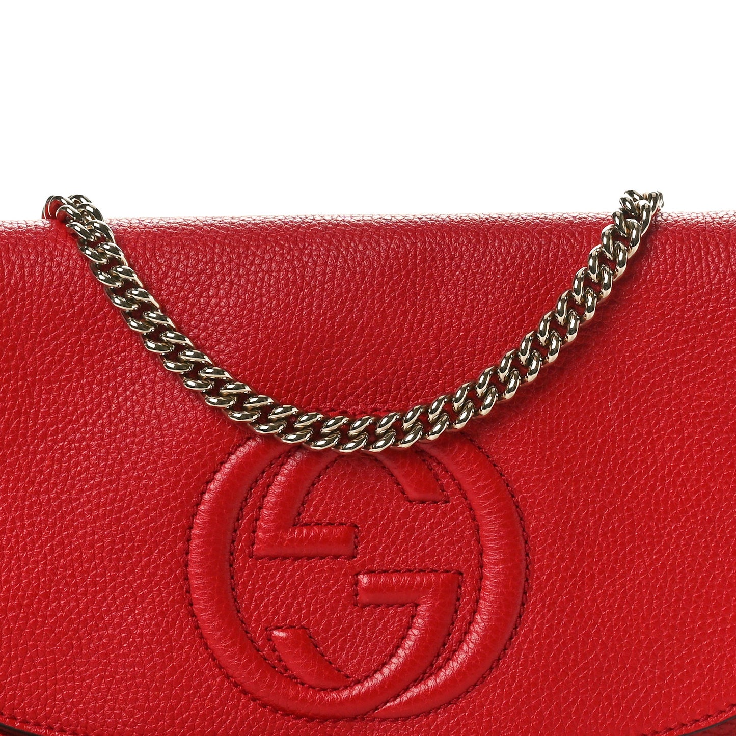 Pebbled Calfskin Medium Soho Flap Crossbody Vibrant Red