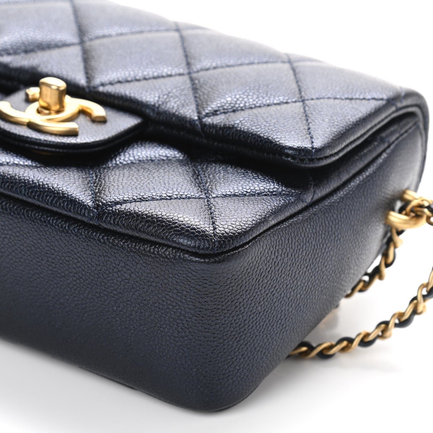 Iridescent Caviar Quilted Mini My Perfect Flap Black