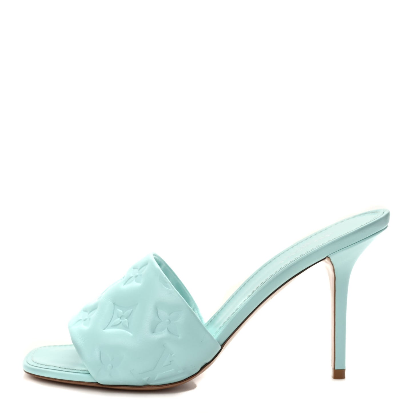 Lambskin Embossed Monogram Revival High Heel Mules 39 Light Blue