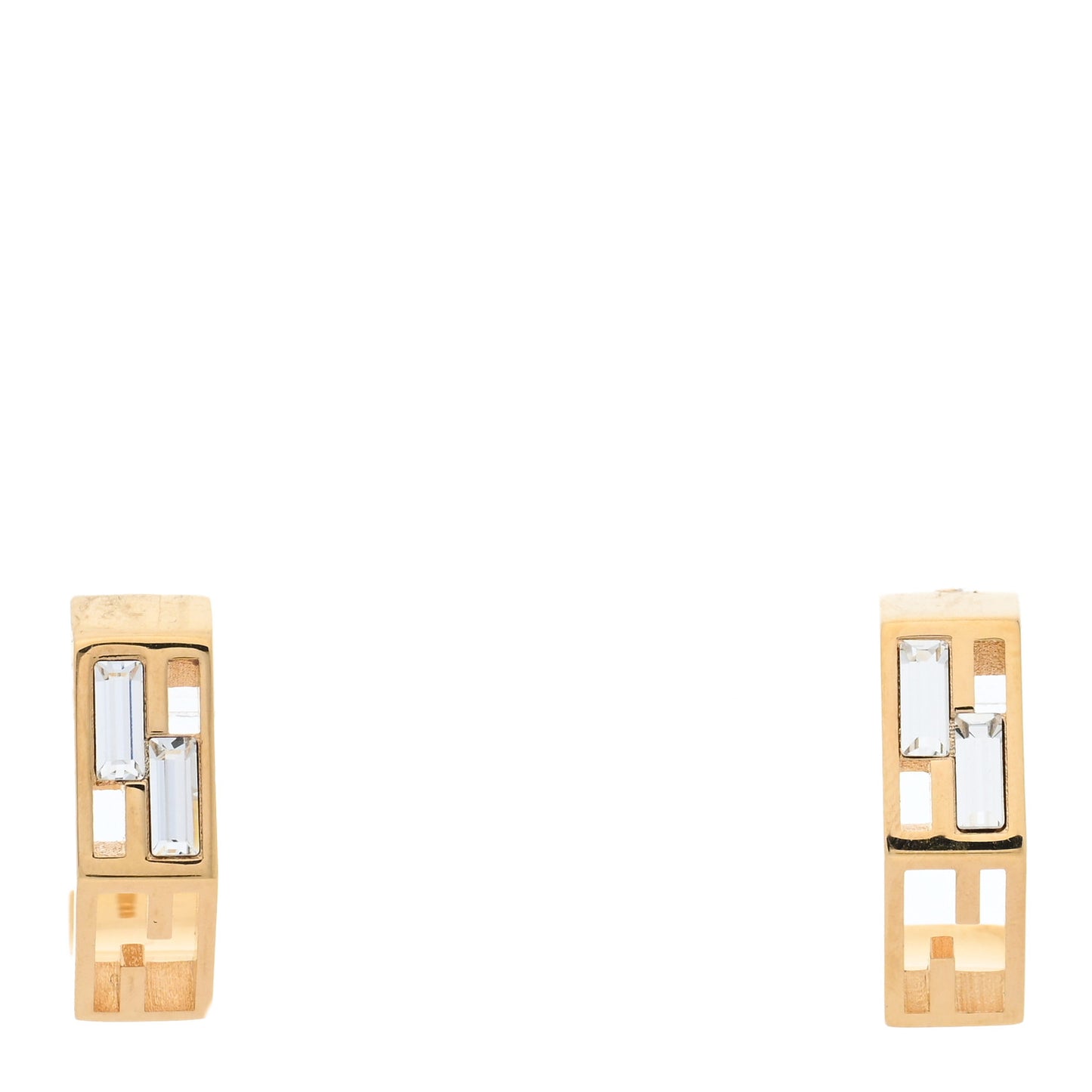 Metal Crystal Baguette Hoop Earrings Oro Soft