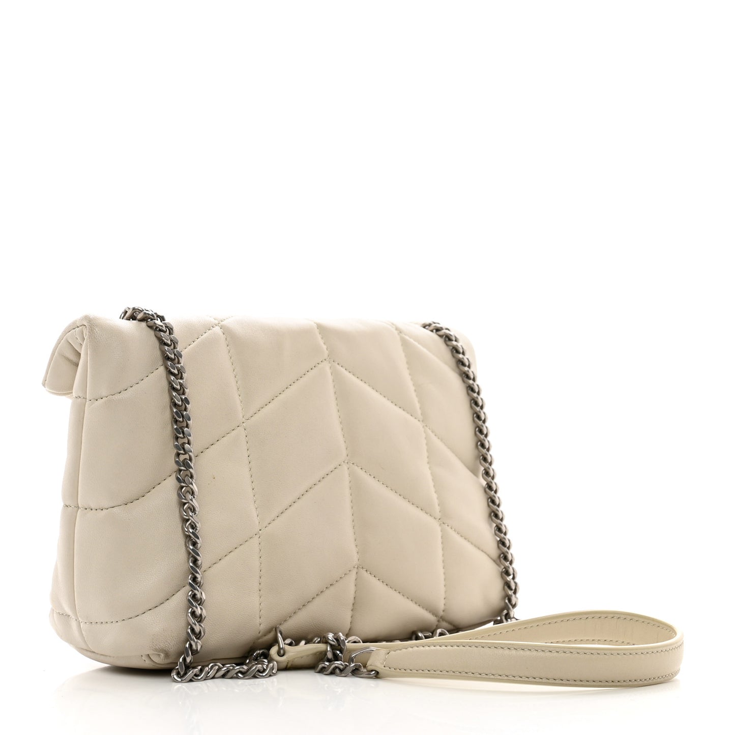 Lambskin Quilted Toy Loulou Puffer Monogram Chain Satchel Blanc Vintage