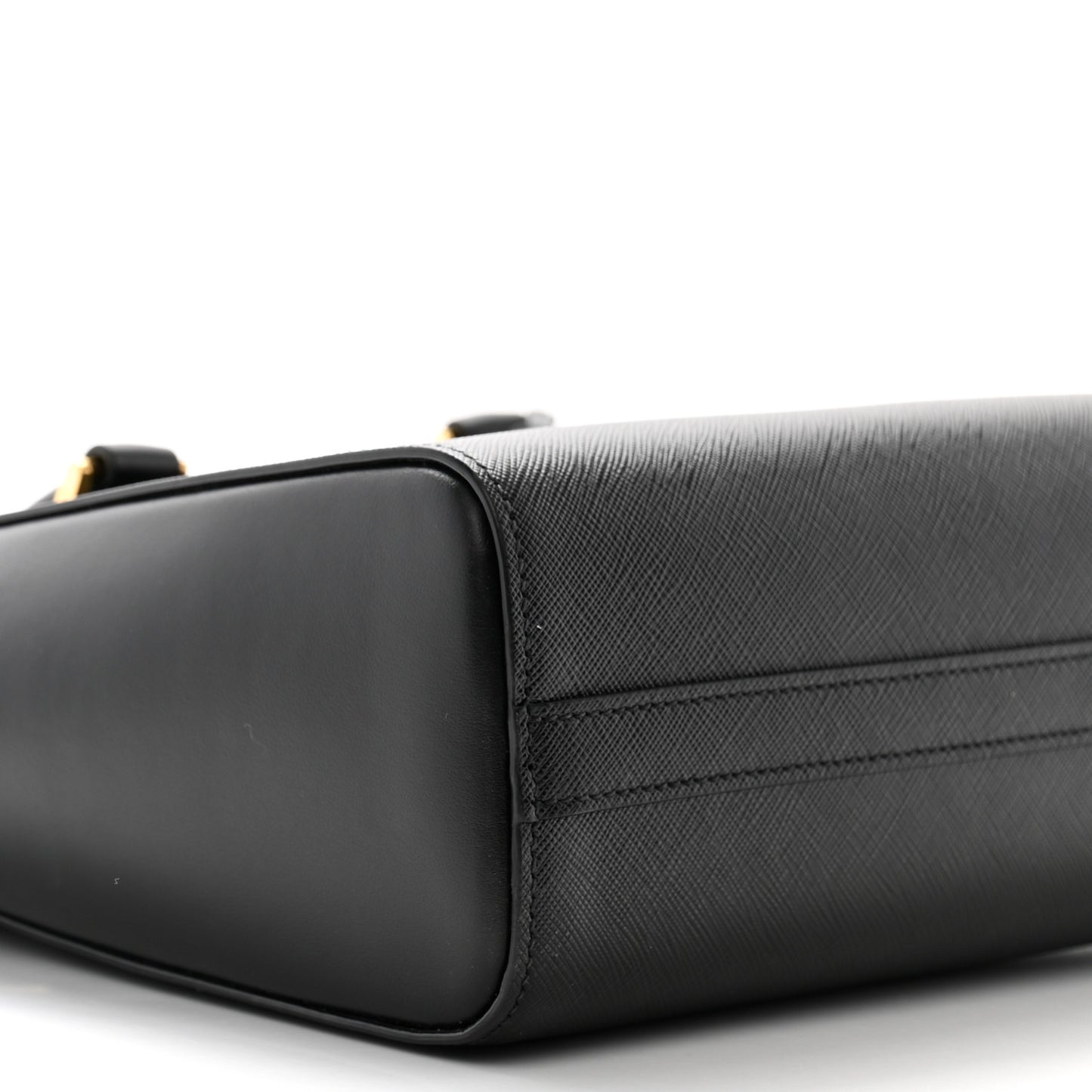 Saffiano Soft Calfskin Small Zippered Tote Black
