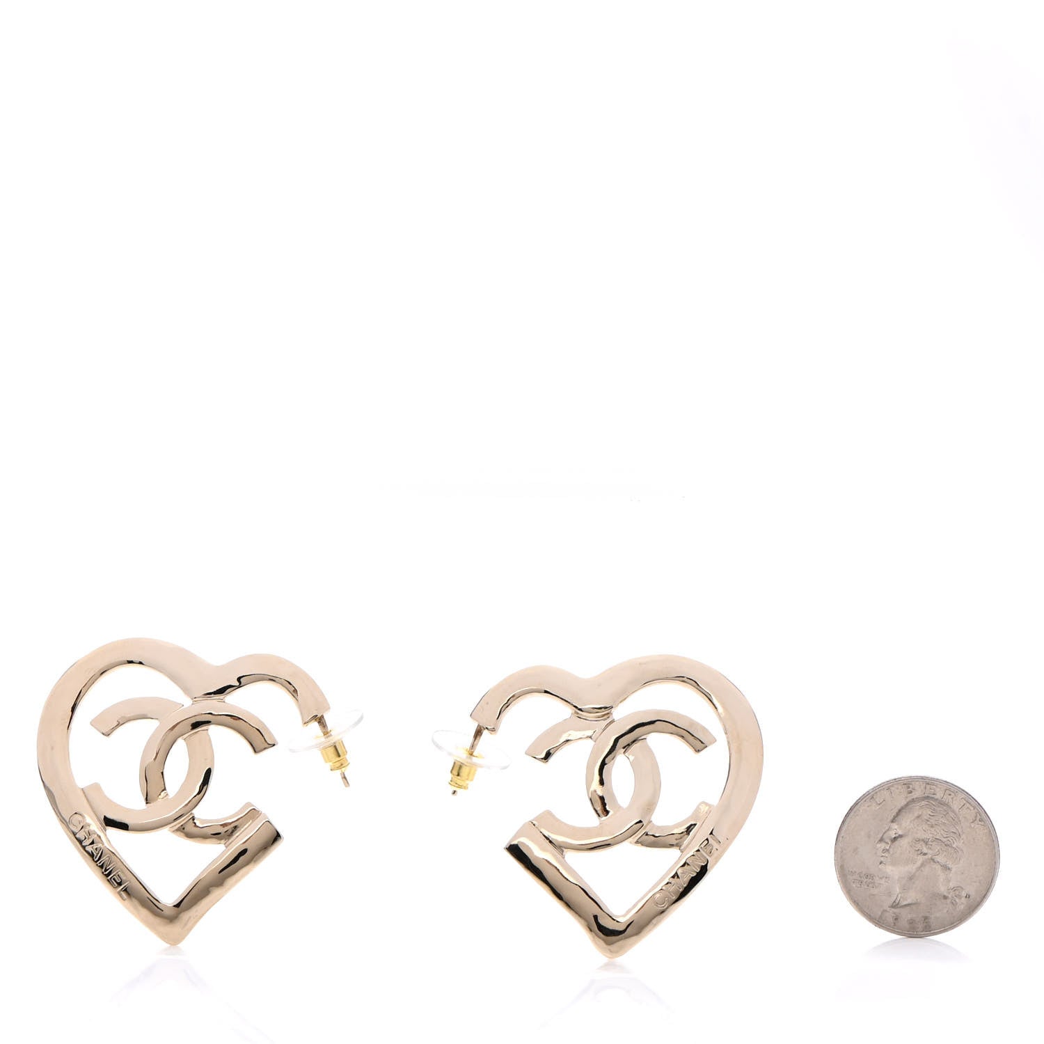 Chanel Metal CC Heart Coco In Love Hoop Earrings Gold 2 of 6