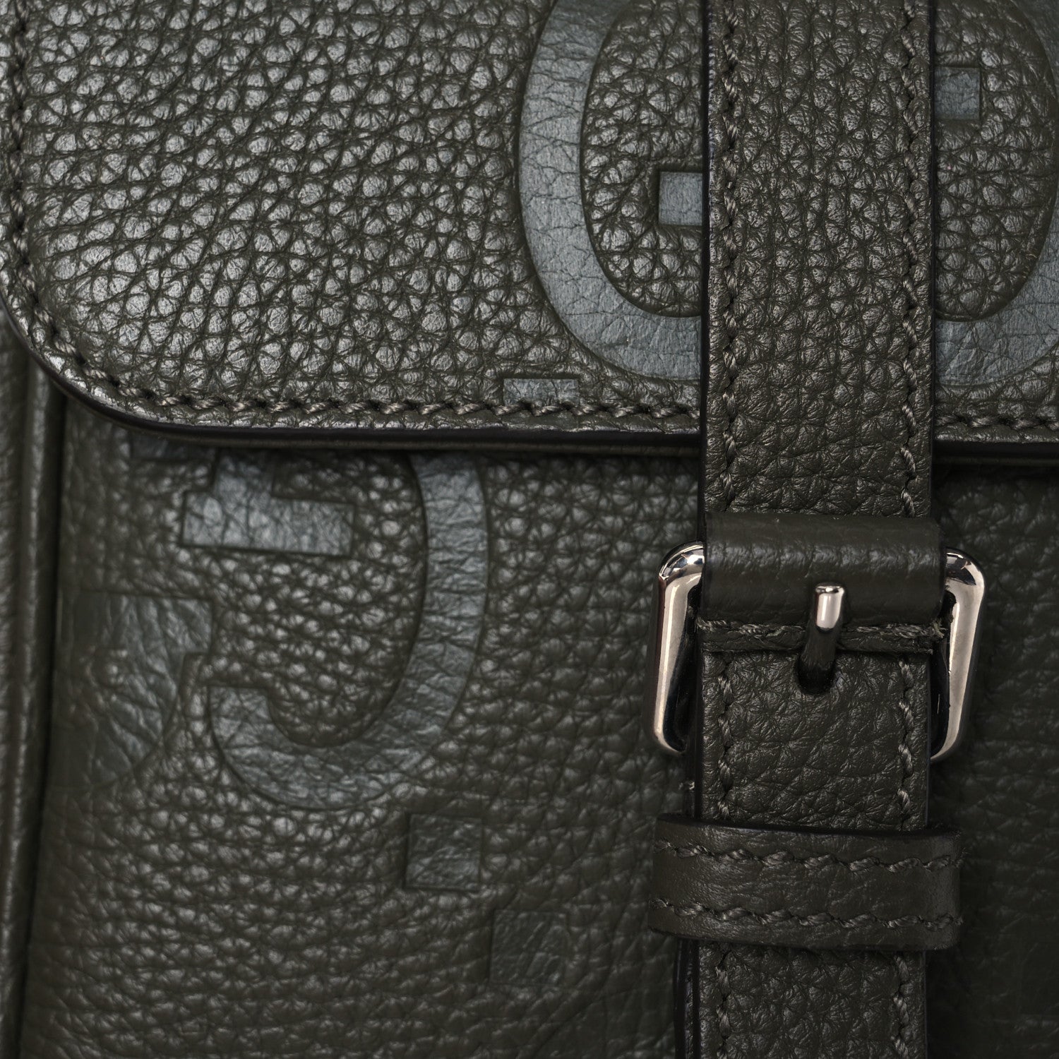 Gucci Piuma Calfskin Jumbo GG Embossed Small Messenger Bag Dark Green 7 of 11