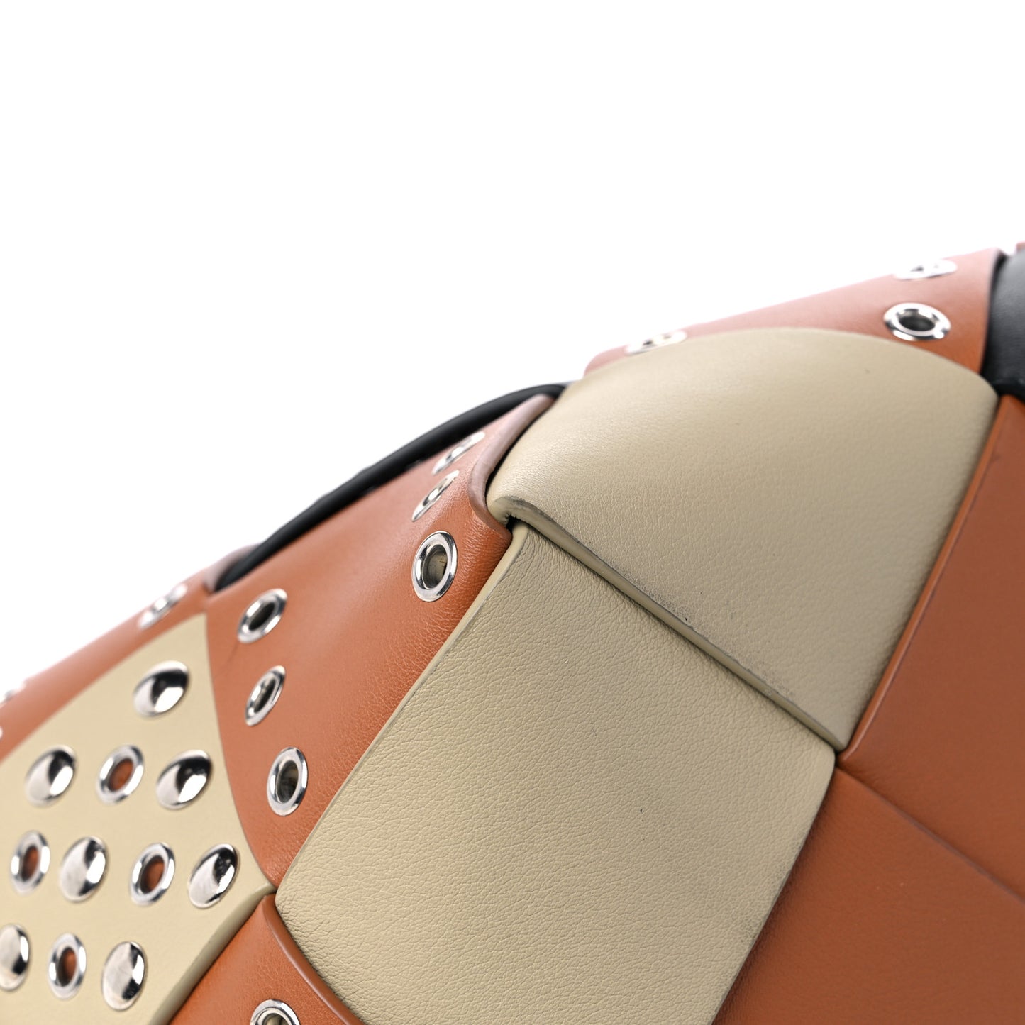 Calfskin Woven Studded Basket Surplus Bag Multicolor