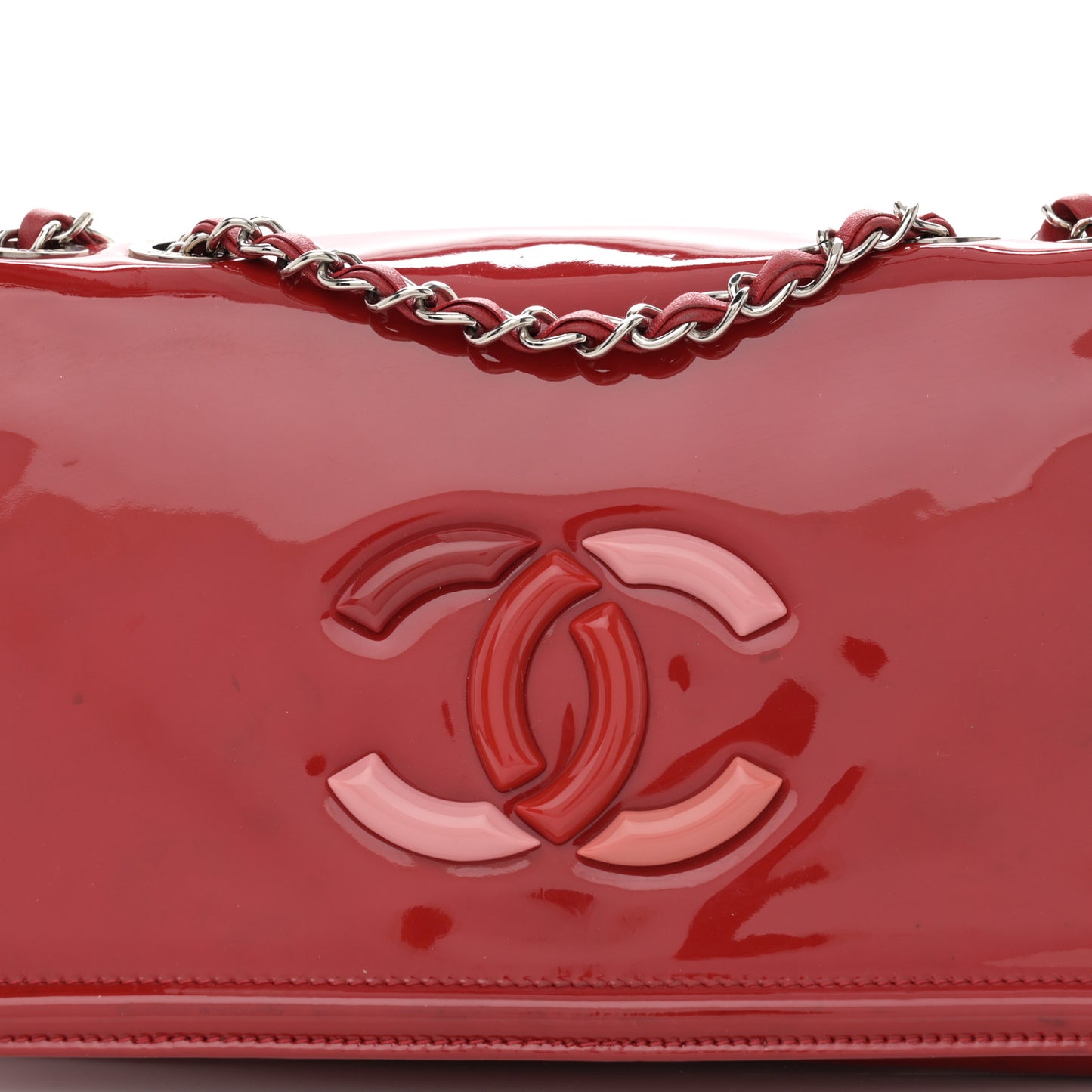 Patent Lipstick Wallet on Chain Red