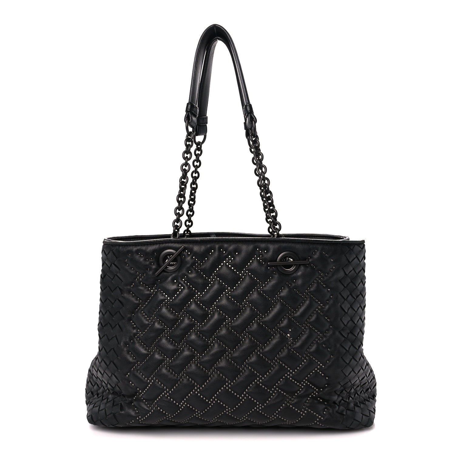Bottega Veneta Nappa Intrecciato Pied-De-Poule Microstuds Tote Black 1 of 13