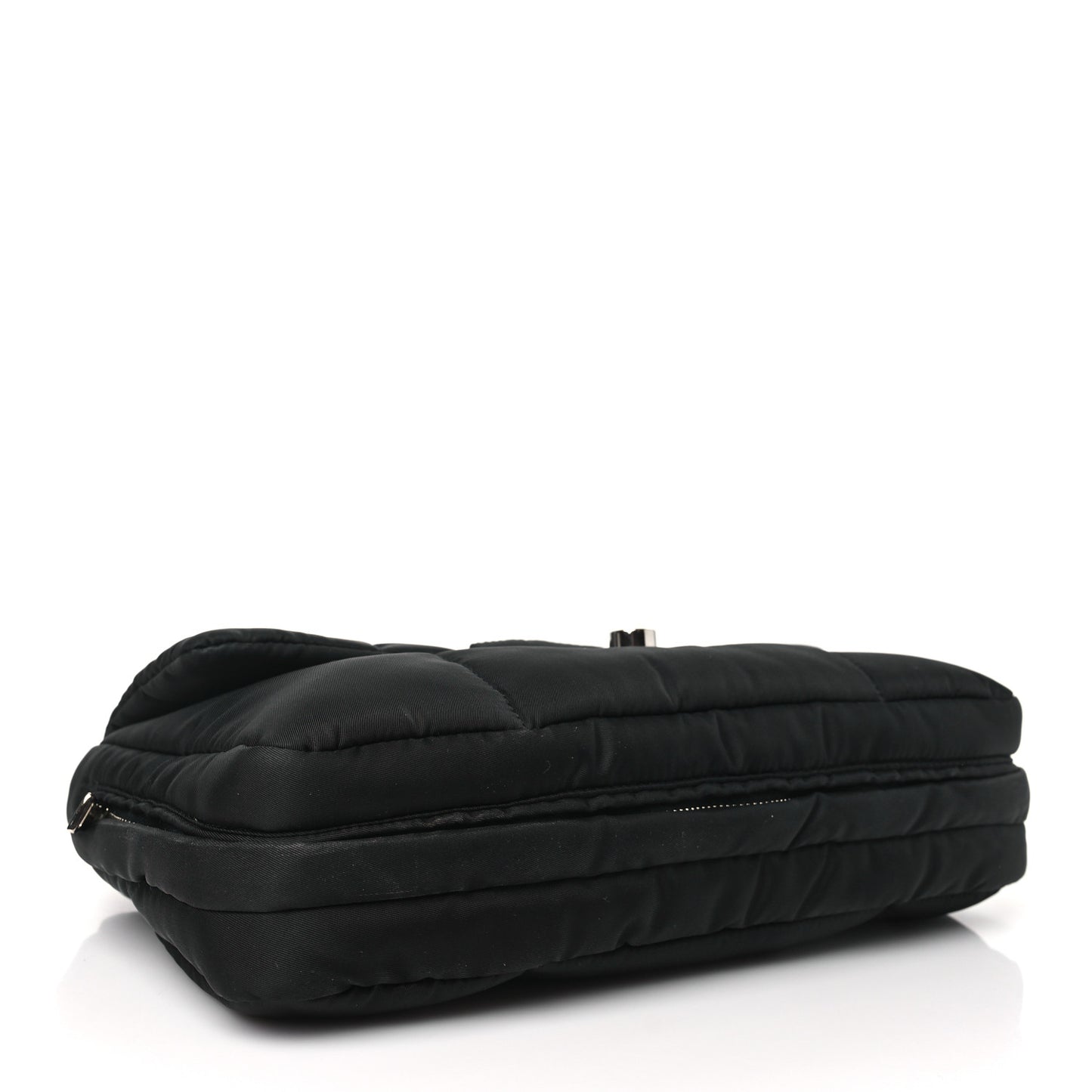 Tessuto Nylon Bomber Sound Chain Flap Shoulder Bag Black