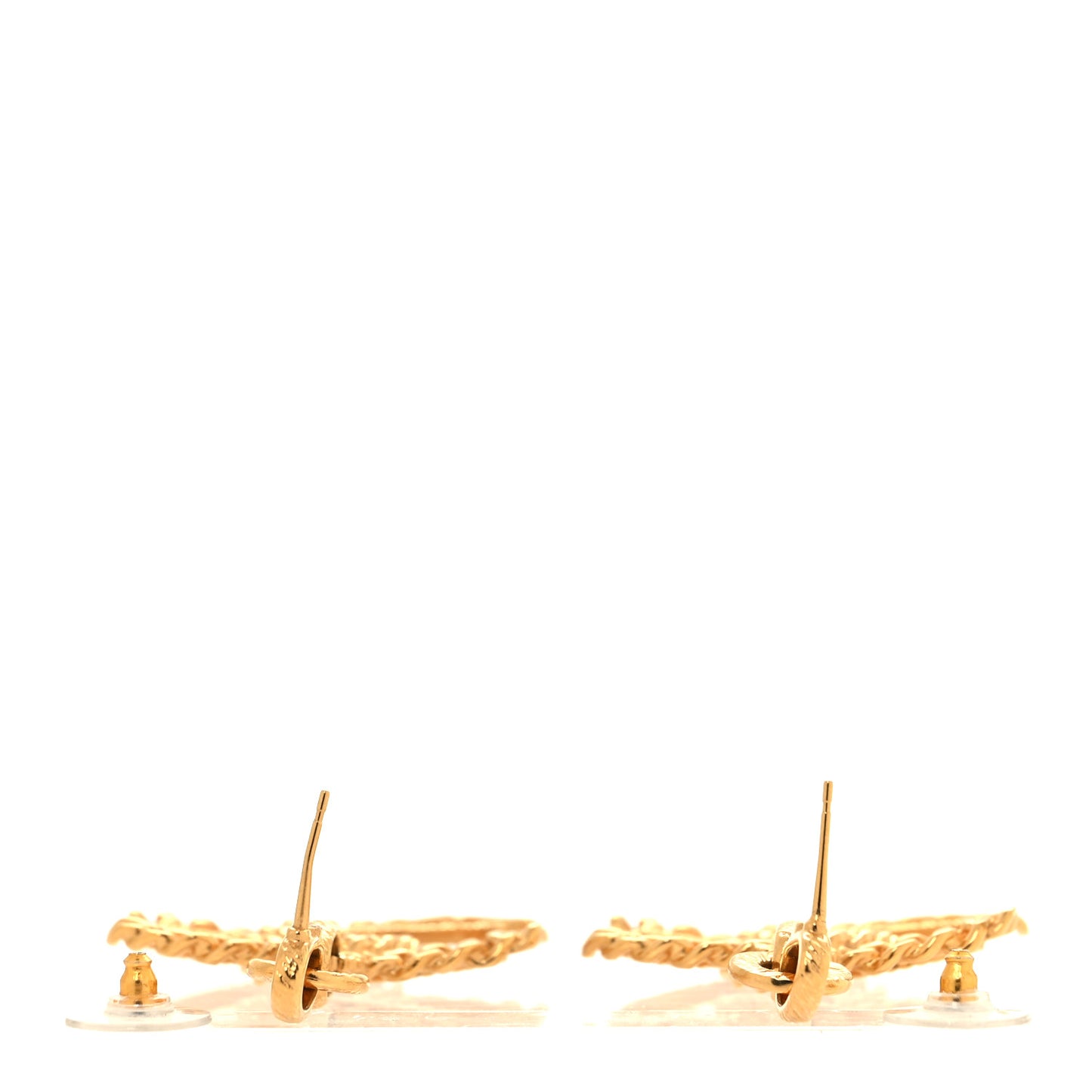 Metal CC Chain Drop Earrings Gold